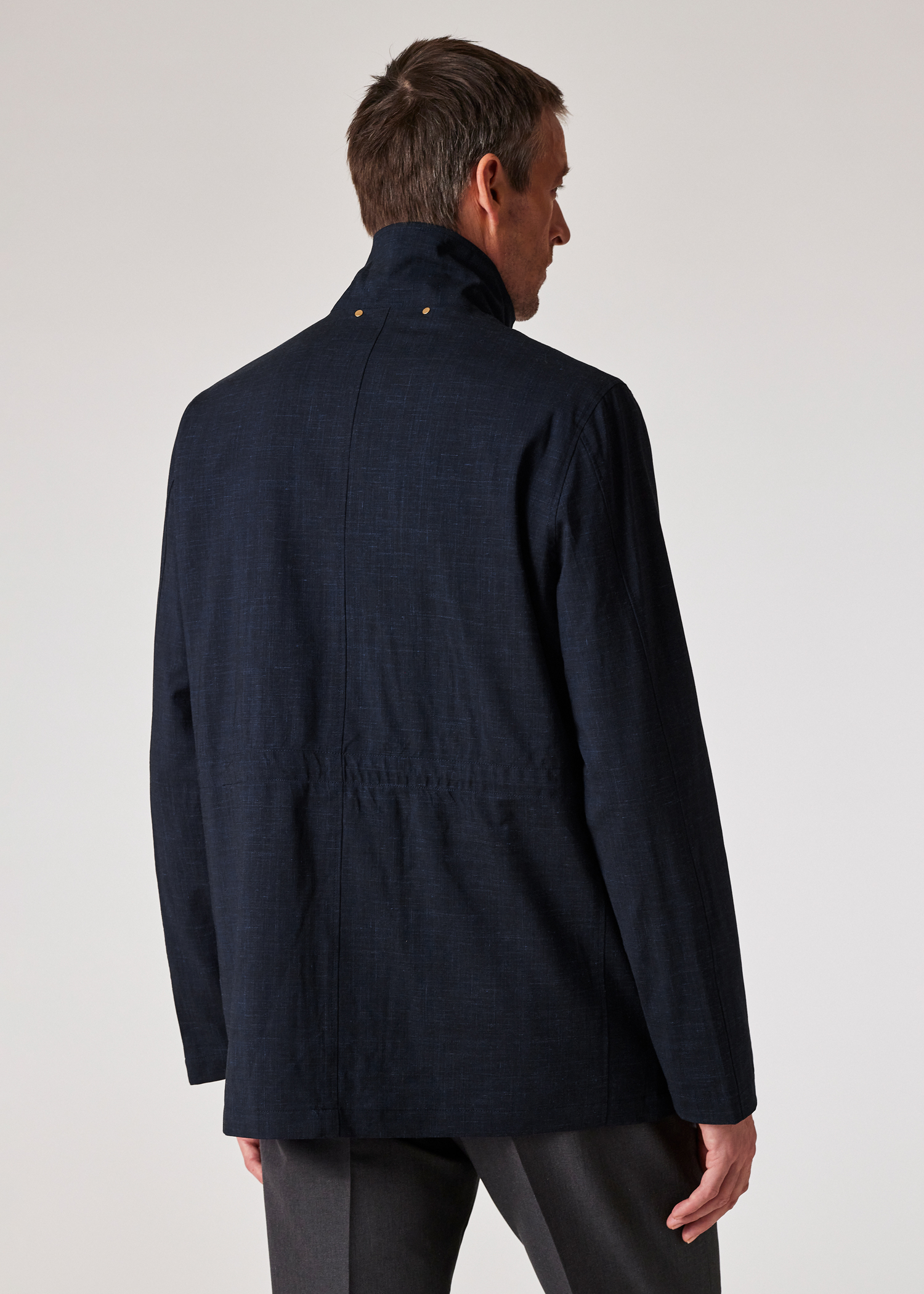 Paul Smith Navy Wool-Linen Water-Resistant Field Jacket Paul Smith Navy Wool-Linen Water-Resistant Field Jacket