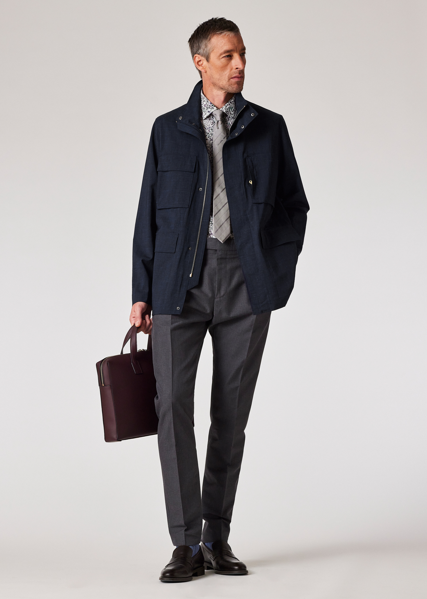 Paul Smith Navy Wool-Linen Water-Resistant Field Jacket Paul Smith Navy Wool-Linen Water-Resistant Field Jacket