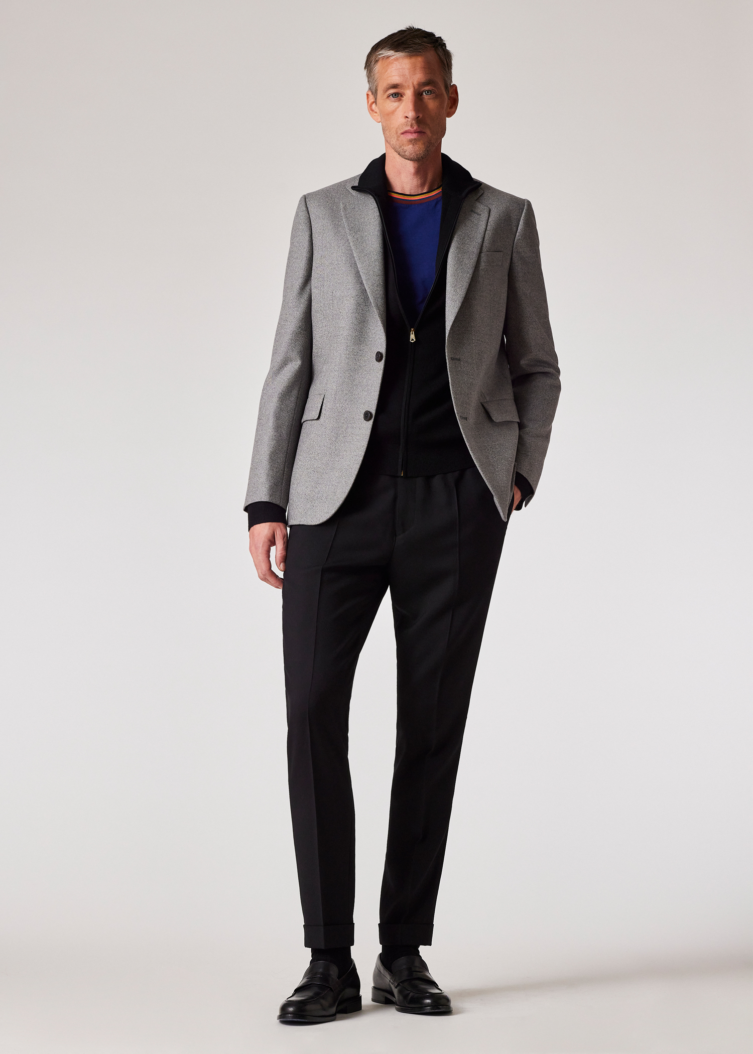 Men's Black Merino Wool Full-Zip Cardigan With 'Signature