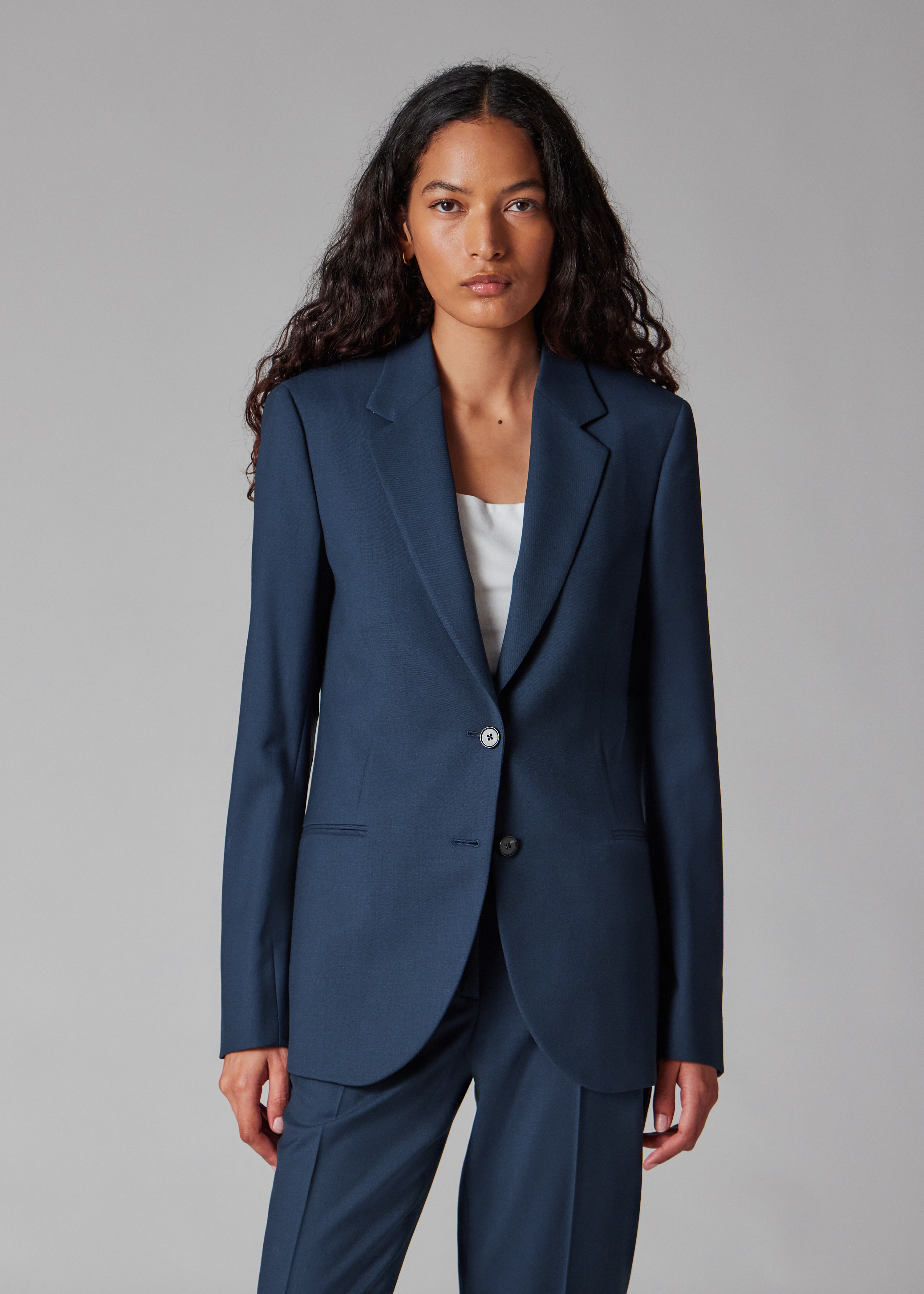 Women's A Suit To Travel In - Petrol Blue Wool Two-Button Blazer Women's A Suit To Travel In - Petrol Blue Wool Two-Button Blazer
