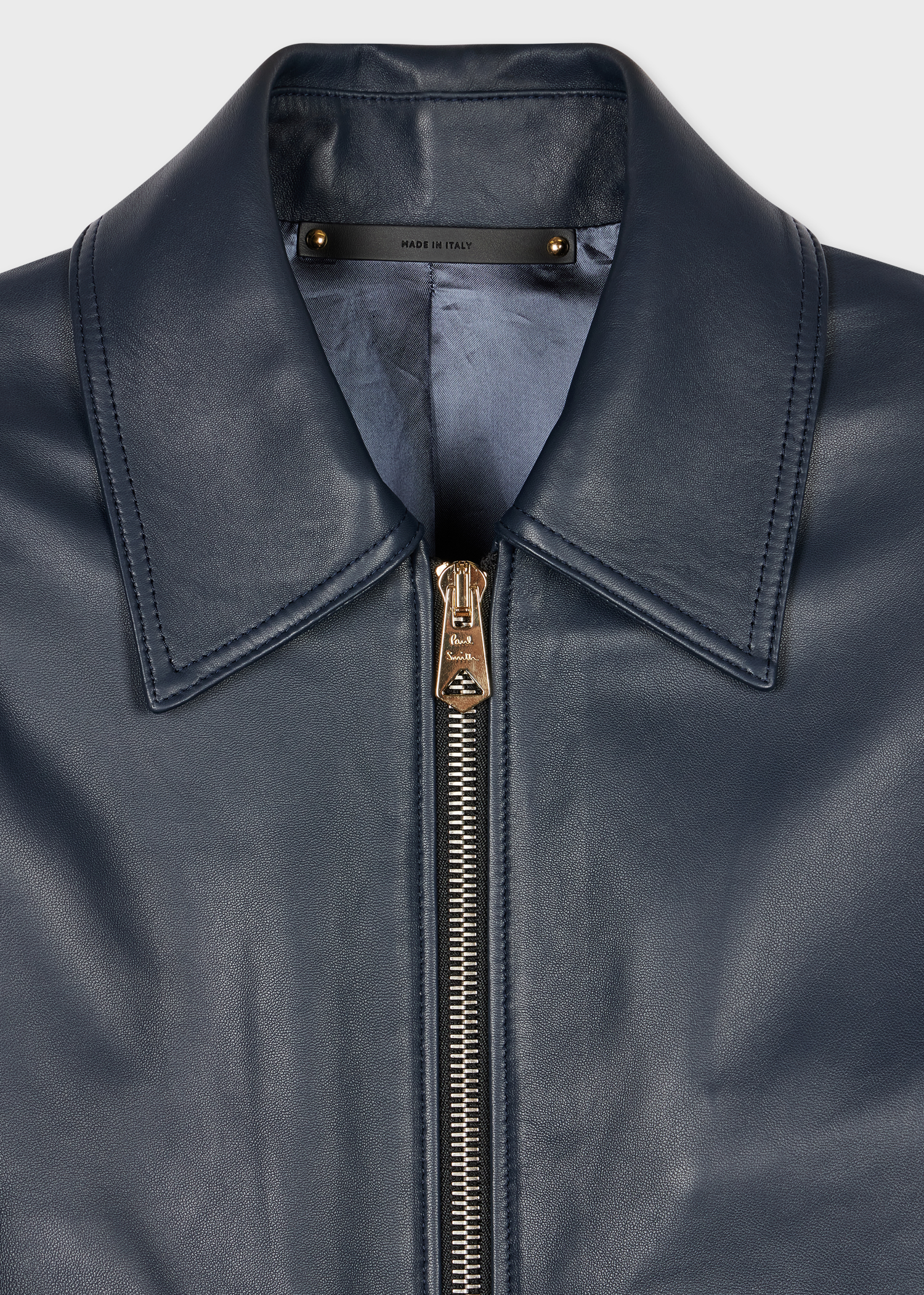 Men's Slim-Fit Dark Blue Leather Jacket