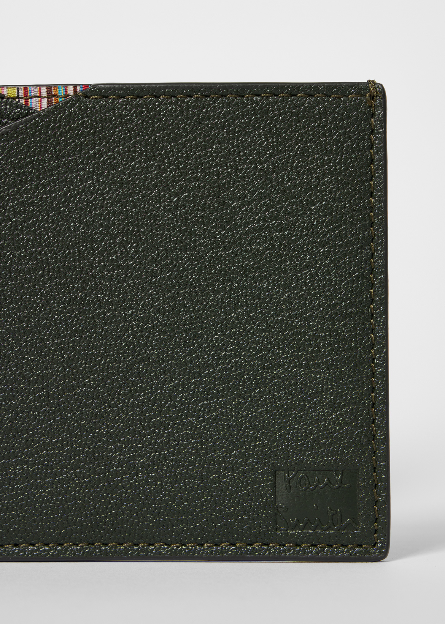 Paul Smith Dark Green Grained Leather Compact Billfold Wallet