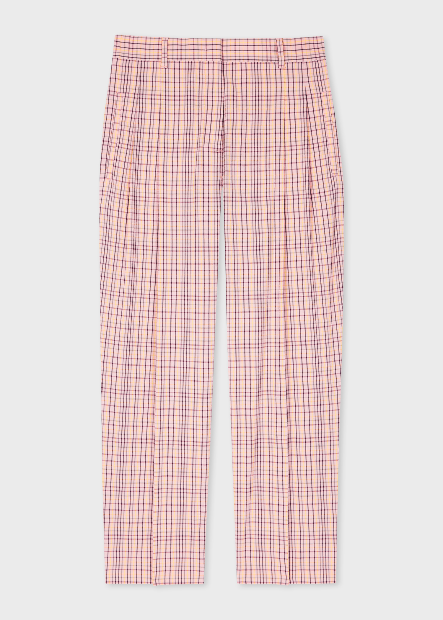 Women's Pink Check Cropped Trousers