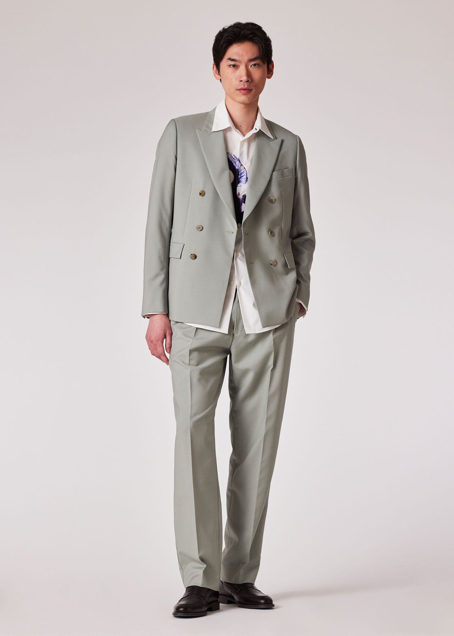 Paul Smith \"Moonlight Flower\" シャツ 24AW Paul Smith White 'Moonlight Flower' Print Cotton Shirt