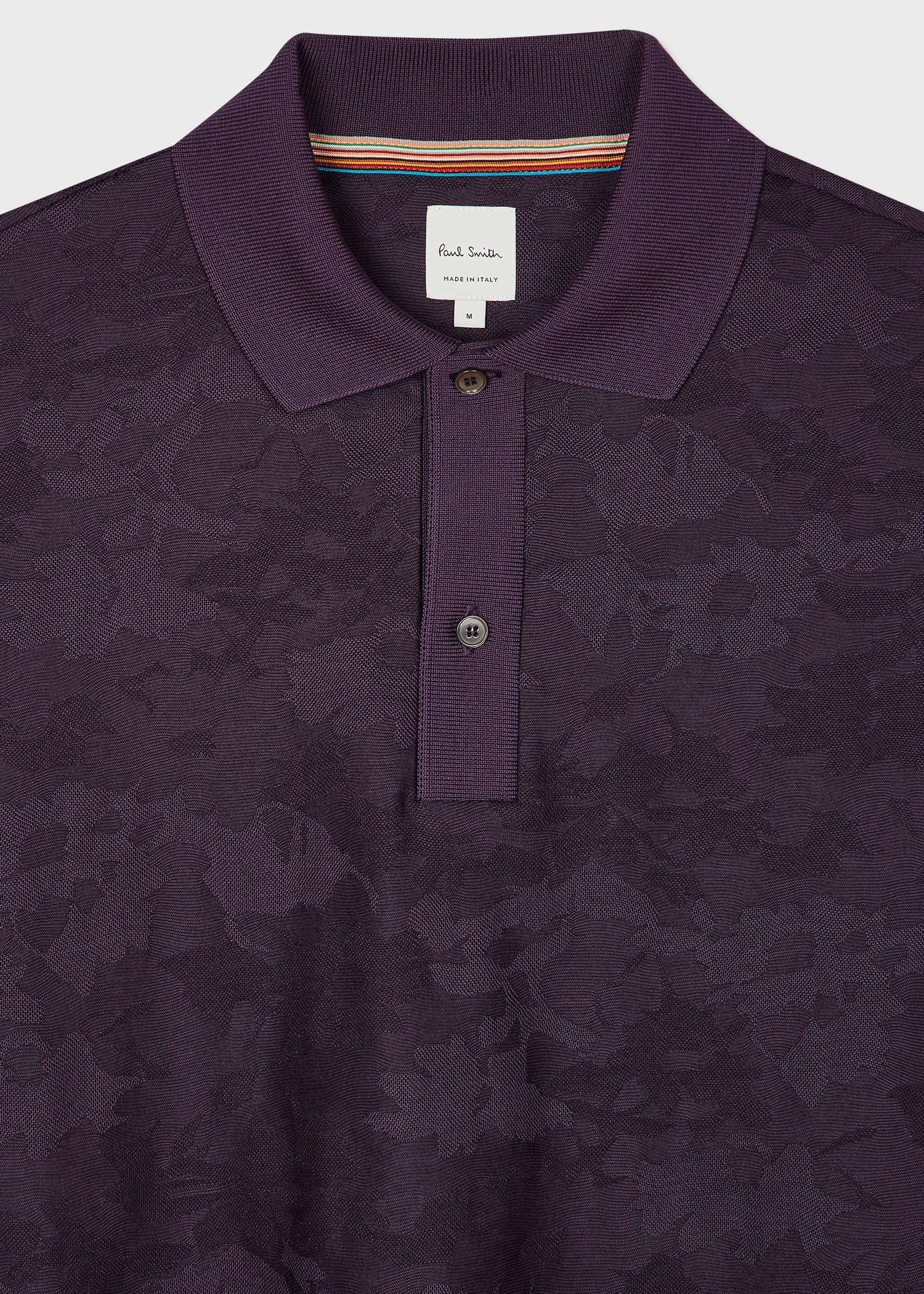 Paul Smith Burgundy 'Photogram Leaves' Jacquard Polo Shirt