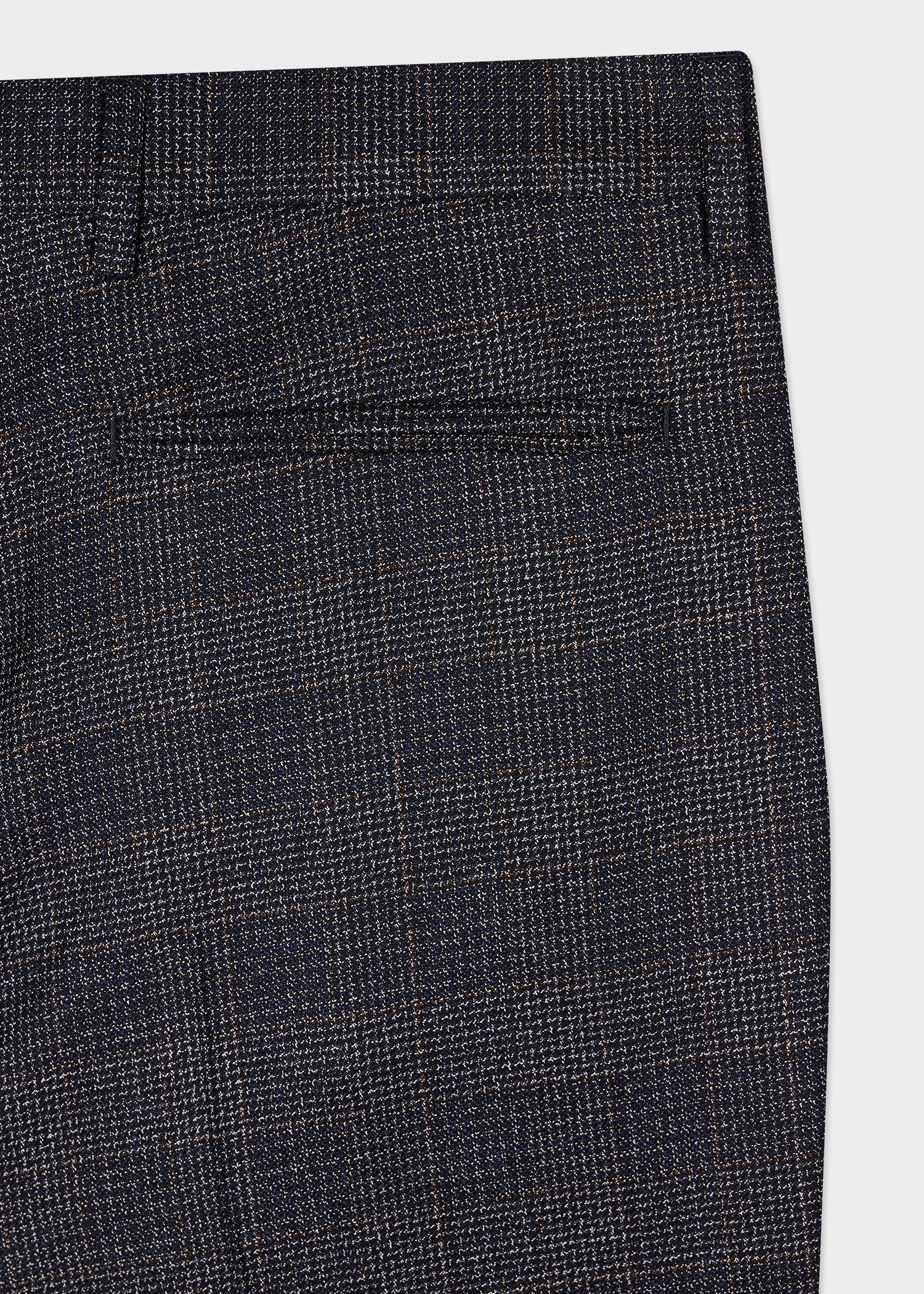 Slim-Fit Navy Gingham Check Natural Stretch Wool Trousers
