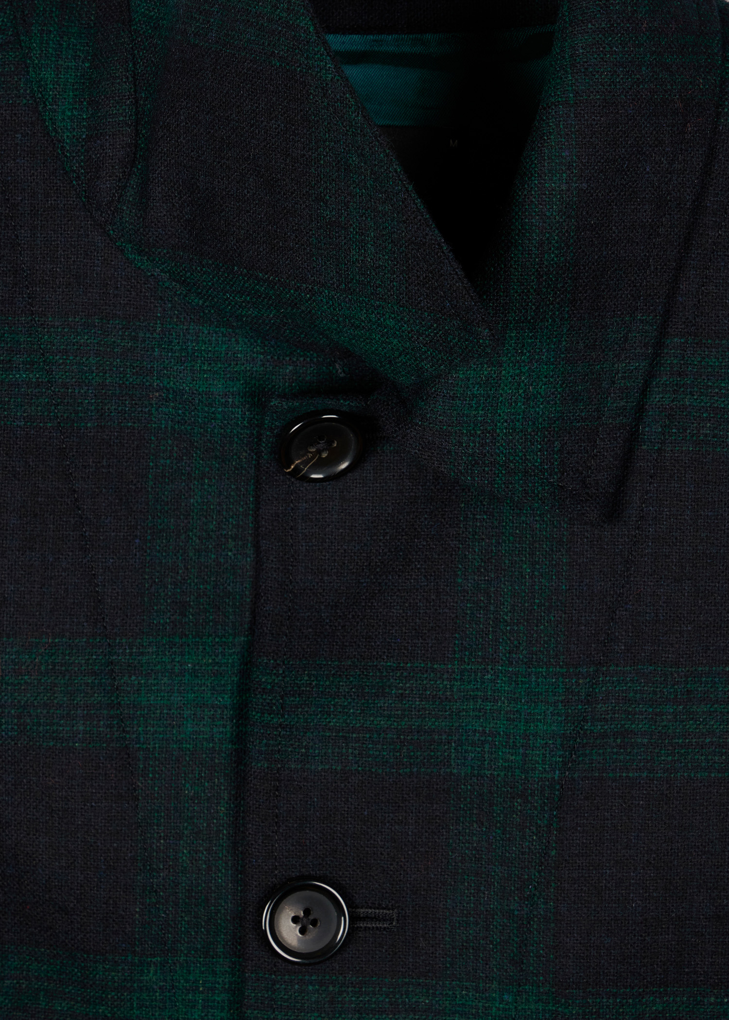 PS Paul Smith Dark Green Wool-Blend Check Water-Resistant