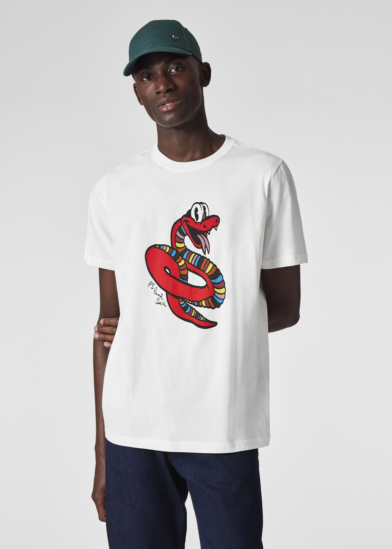 Tシャツ・カットソー Paul Smith FW25 T-SHIRT WITH PRINT (M2R 220X TP5249 02) Men's White 'Snake' Print T-Shirt