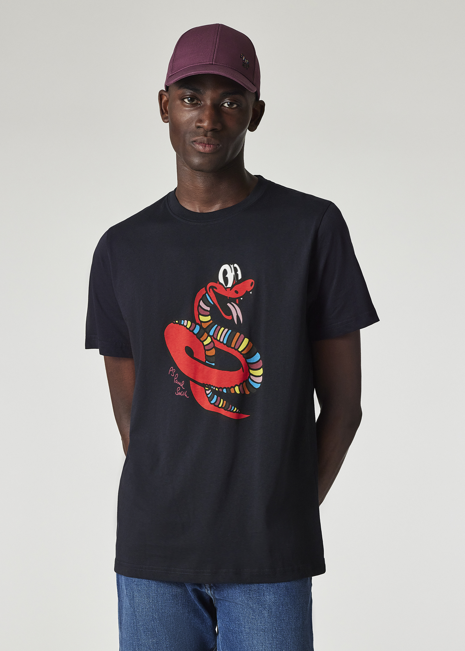 Tシャツ・カットソー Paul Smith FW20 LONG SLEEVE T-SHIRT (M1R/396U/EP2186_79) Men's Dark Navy 'Year Of The Snake' Print T-Shirt