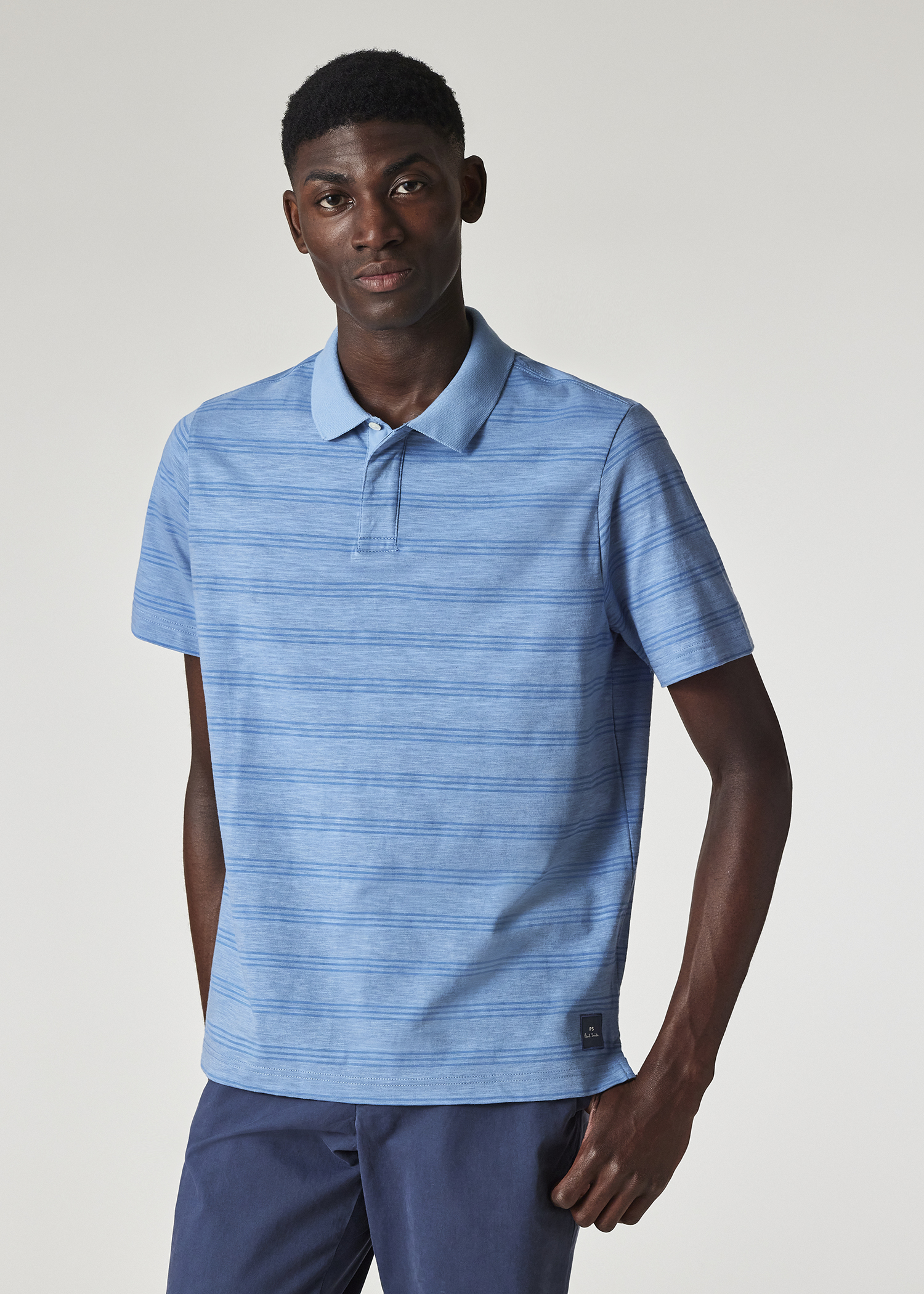 PS Paul Smith Light Blue Marl Stripe Polo Shirt King s Cross