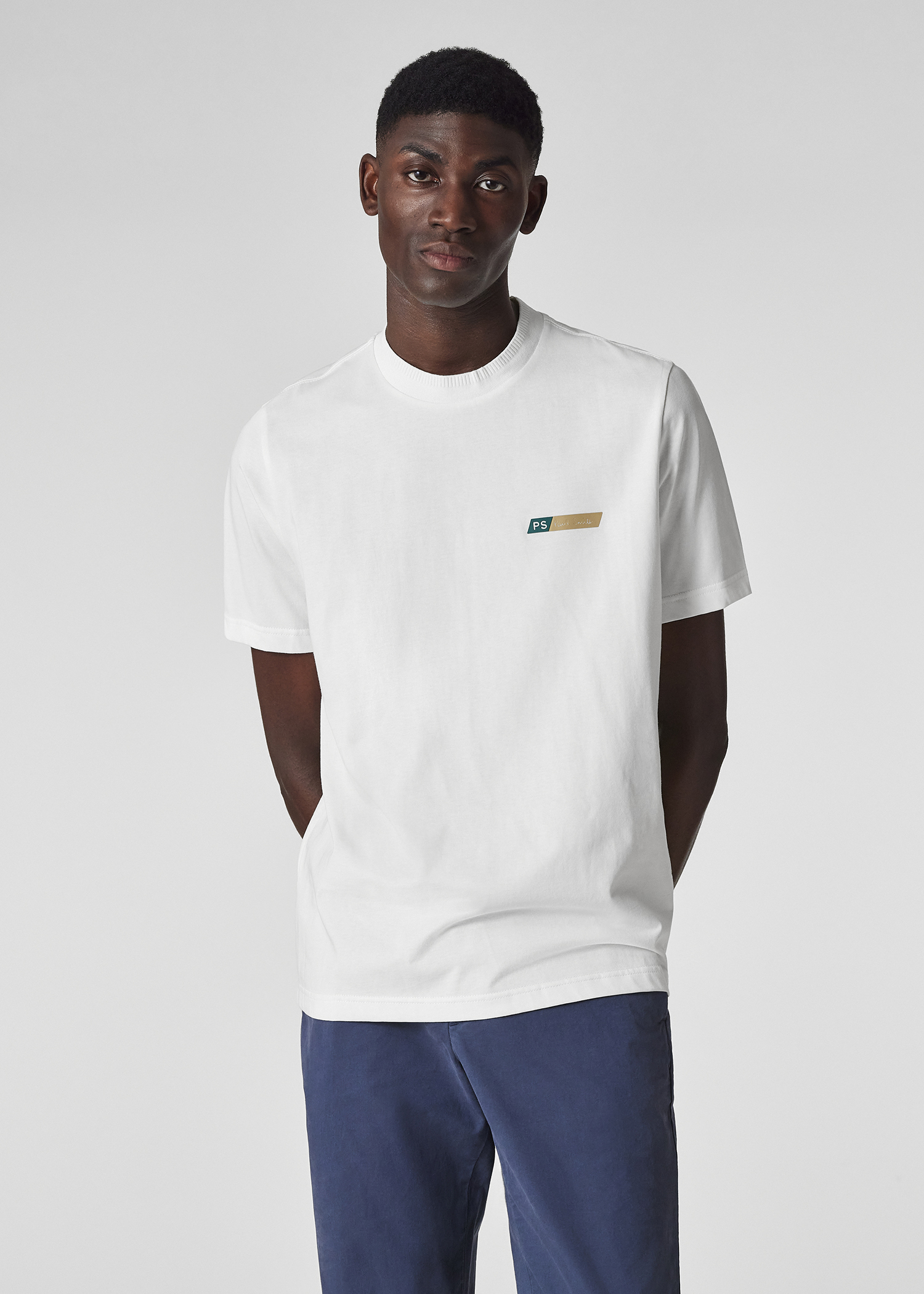 Tシャツ・カットソー PS BY PAUL SMITH Men T Shirts M2R051SPP5072 02 WHITE White PS Tilt Logo Cotton-Blend T-Shirt