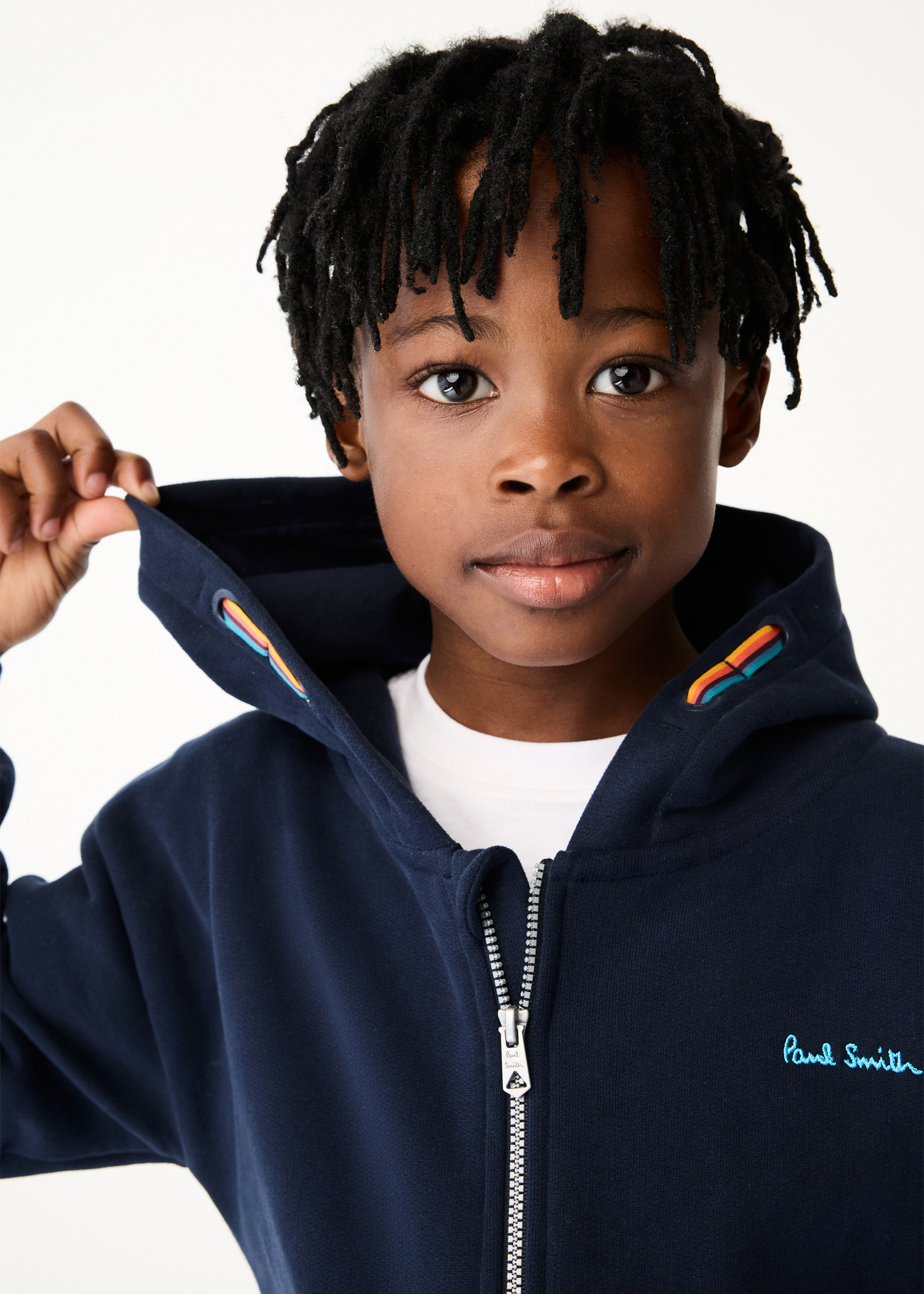 2-13 Years Navy 'Artist Stripe' Trim Hoodie