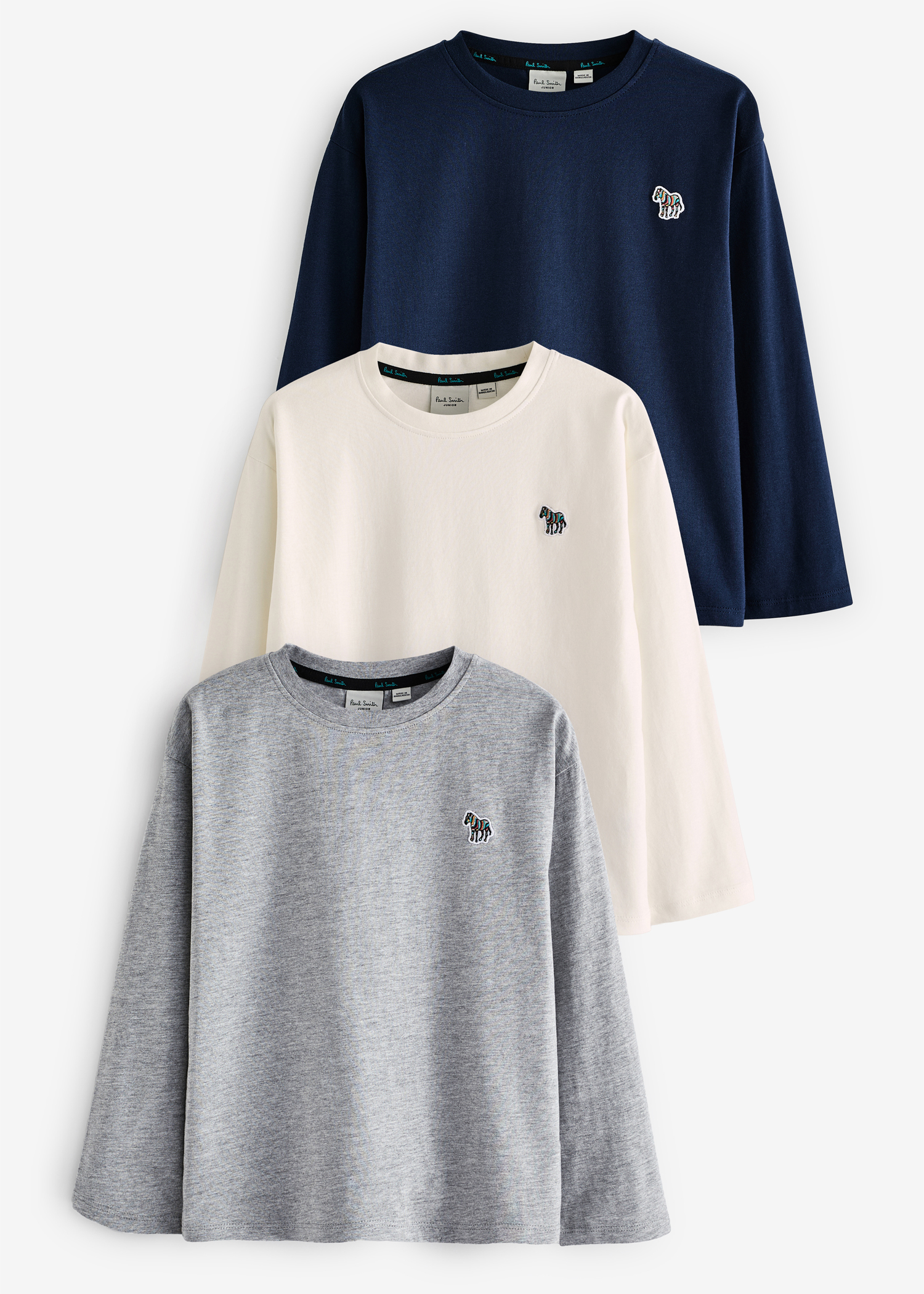 Tシャツ・カットソー Paul Smith T-Shirt With 3 4 Sleeves 2-13 Years Navy, White & Grey Long-Sleeve T-Shirts 3 Pack