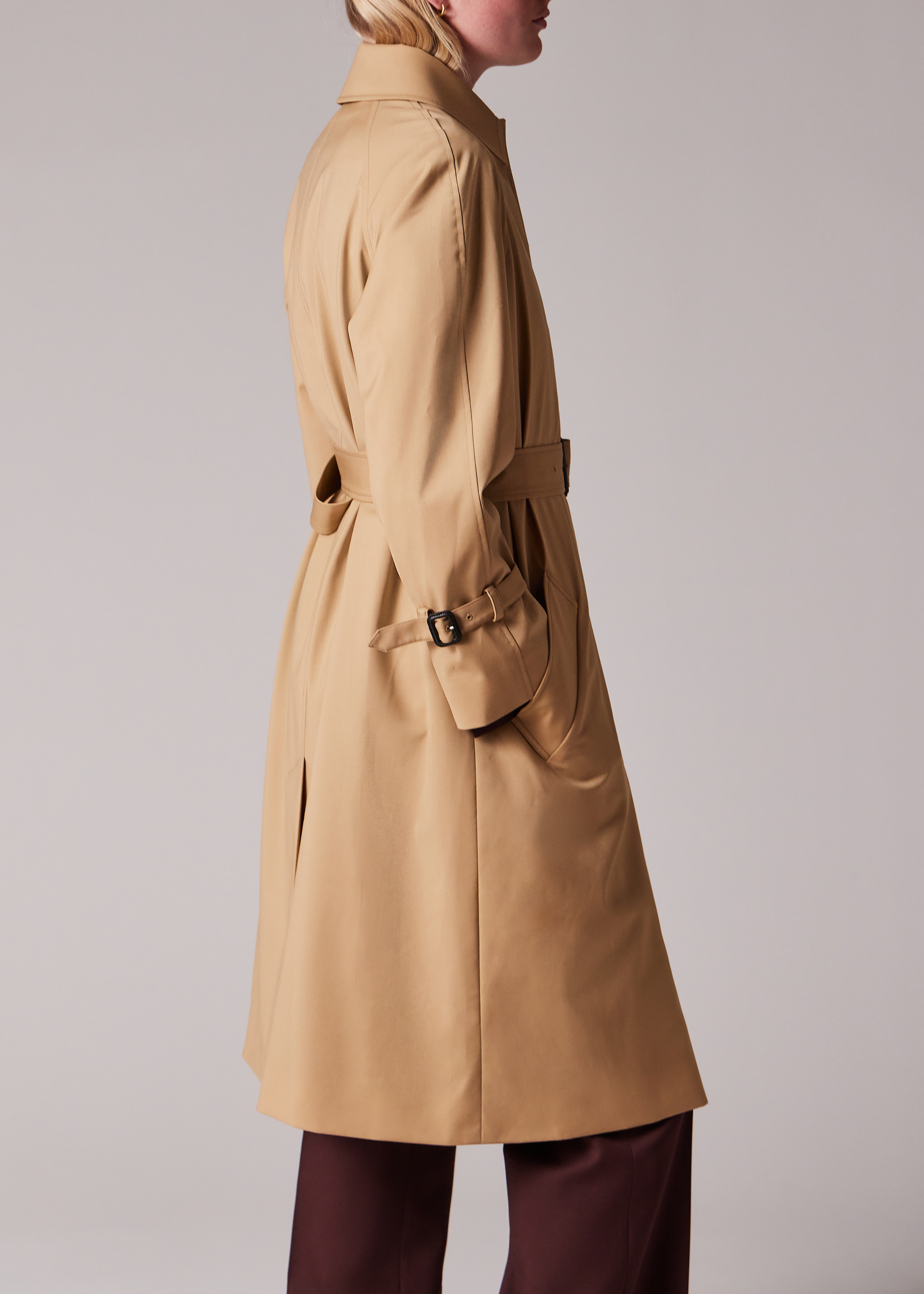 ジャケット・アウター Paul Smith LORO PIANA TRENCH COAT M Women's Camel Wool Belted Trench Coat