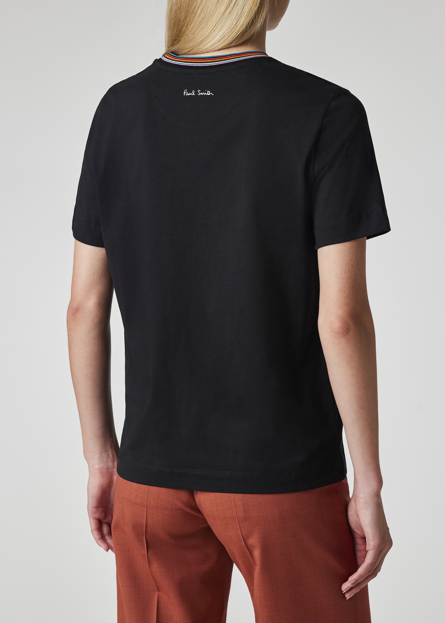 Women's Black 'Signature Stripe' Crew Neck T-Shirt