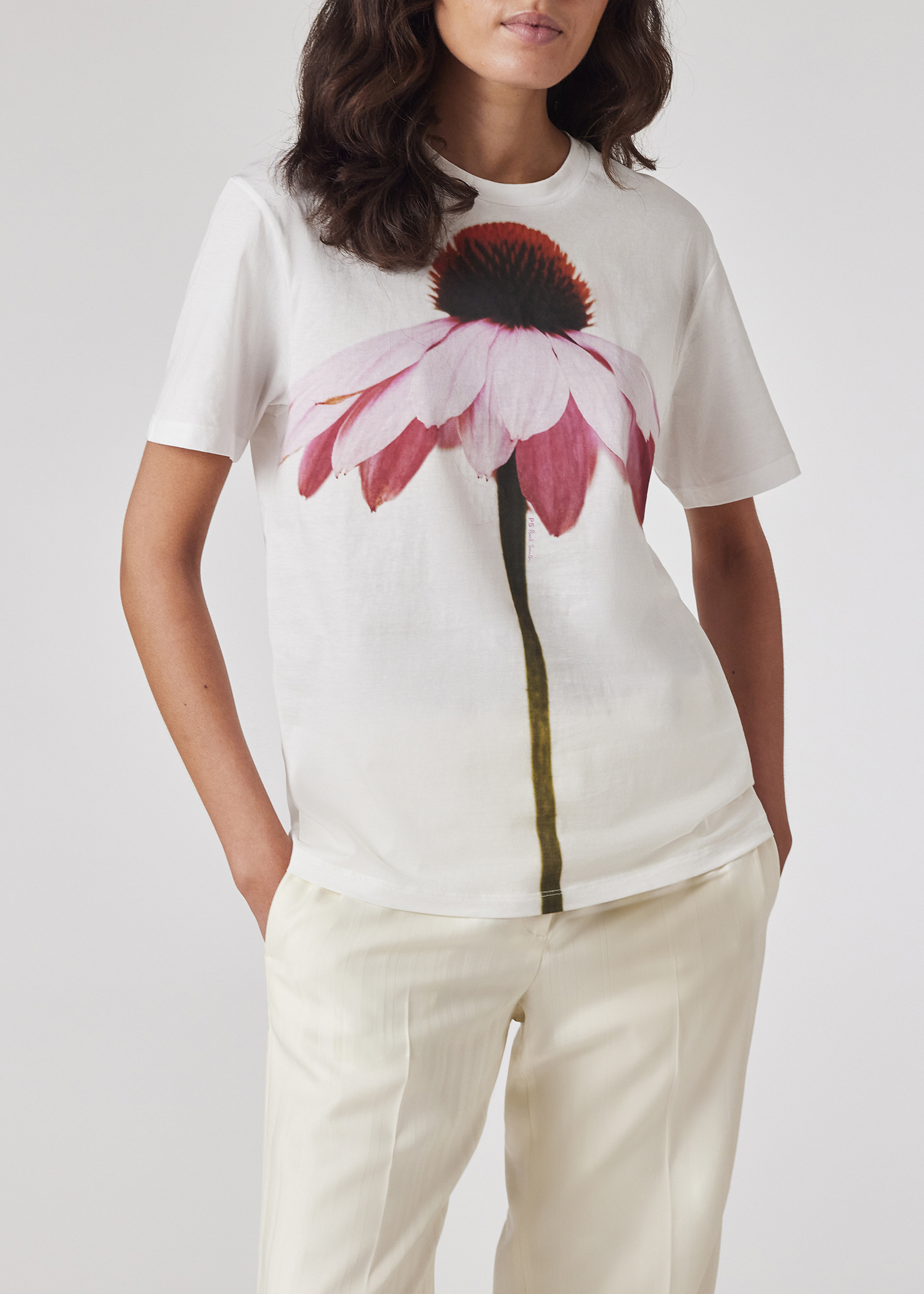 PS Paul Smith Women's White Flower Print T-Shirt | King's Cross