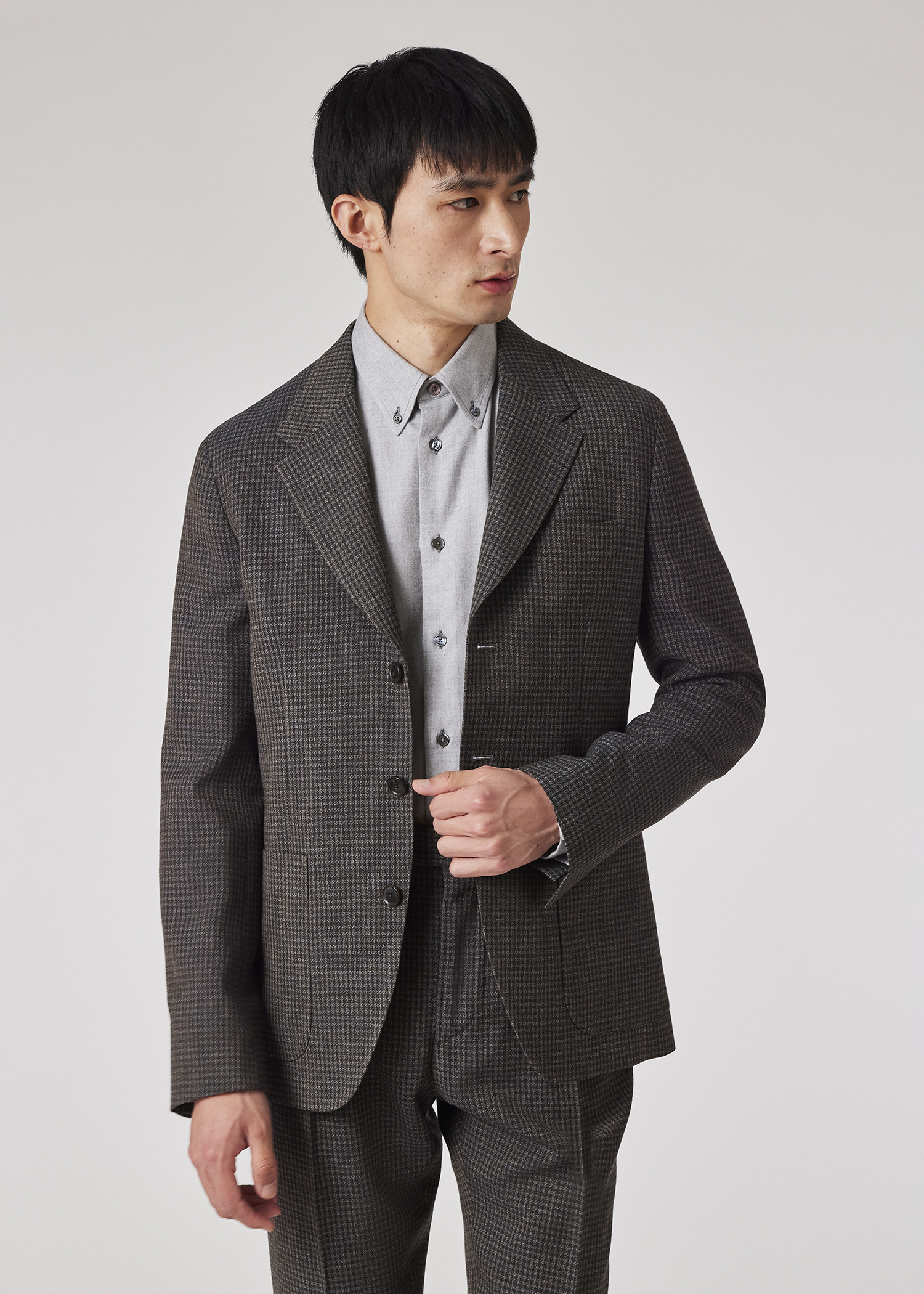Slim-Fit Green Gingham Check Stretch-Wool Three-Button Blazer