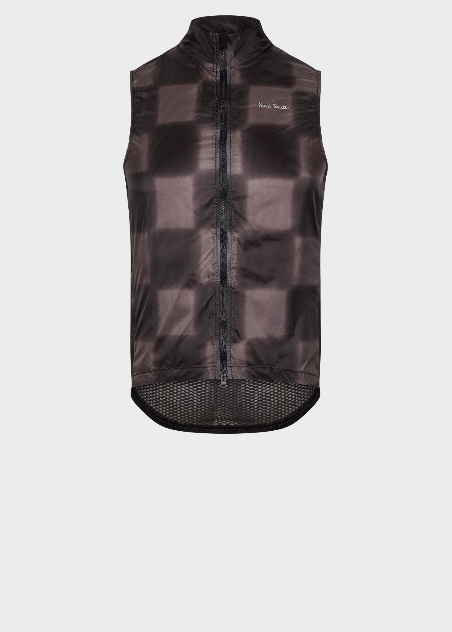 Men's Black Checkerboard Packable Cycling Gilet