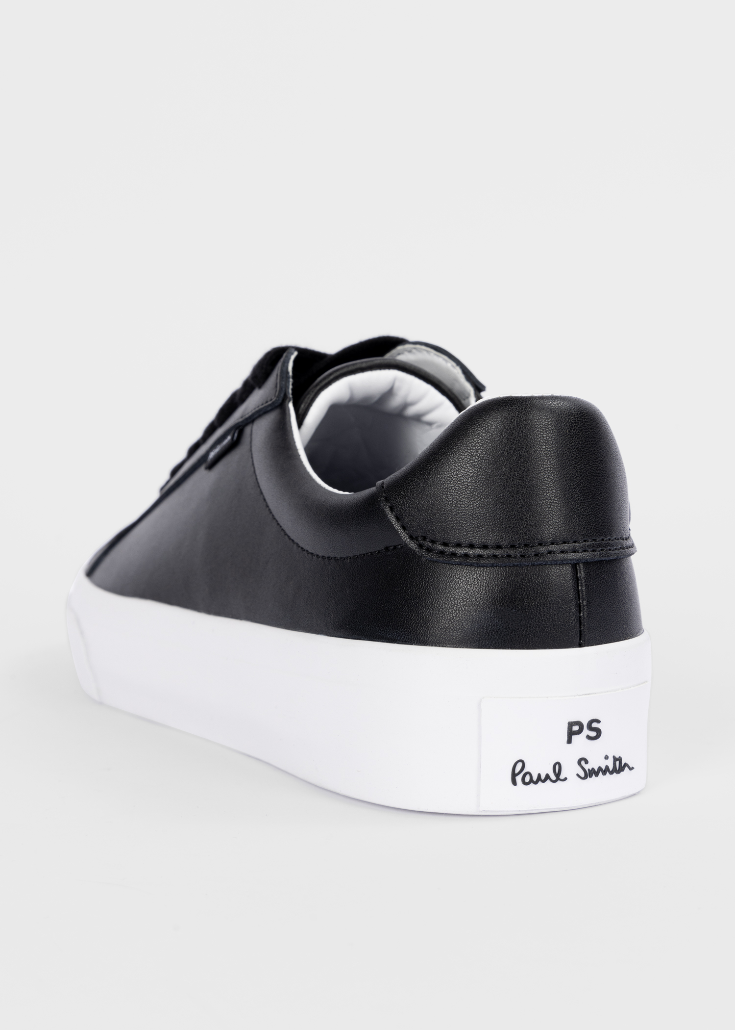 Men's Coated Black Leather 'Amos' Trainers