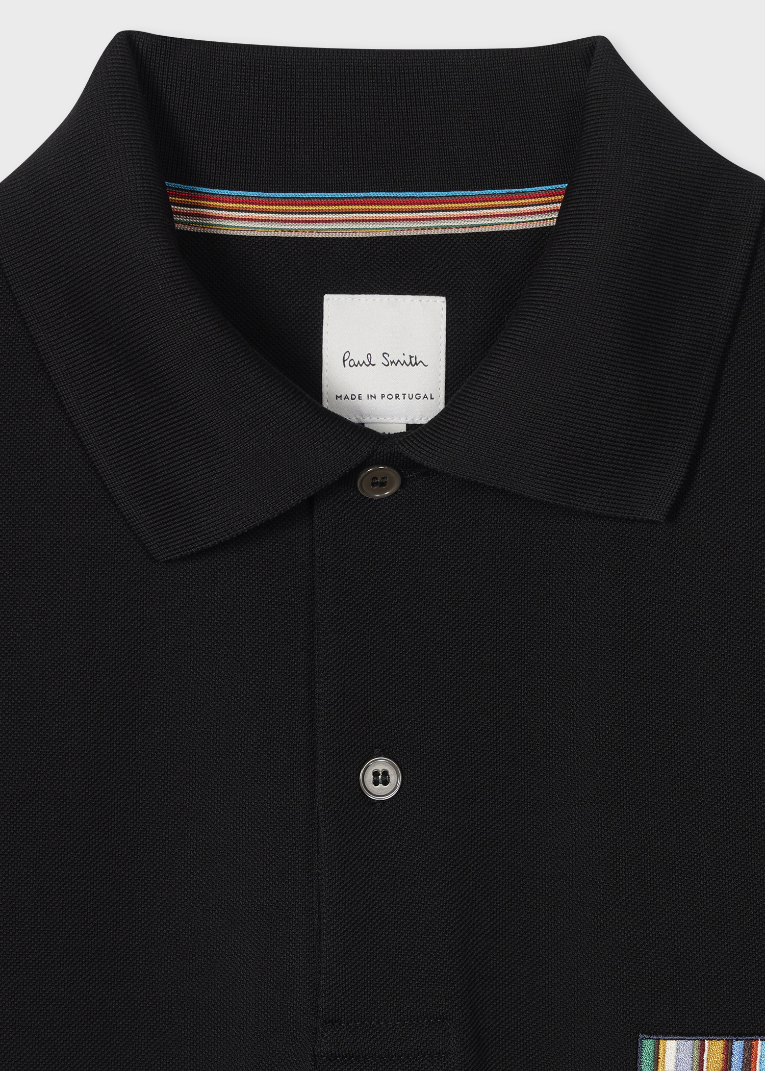 Super Slim-Fit Black Shirt With 'Artist Stripe' Cuff Lining