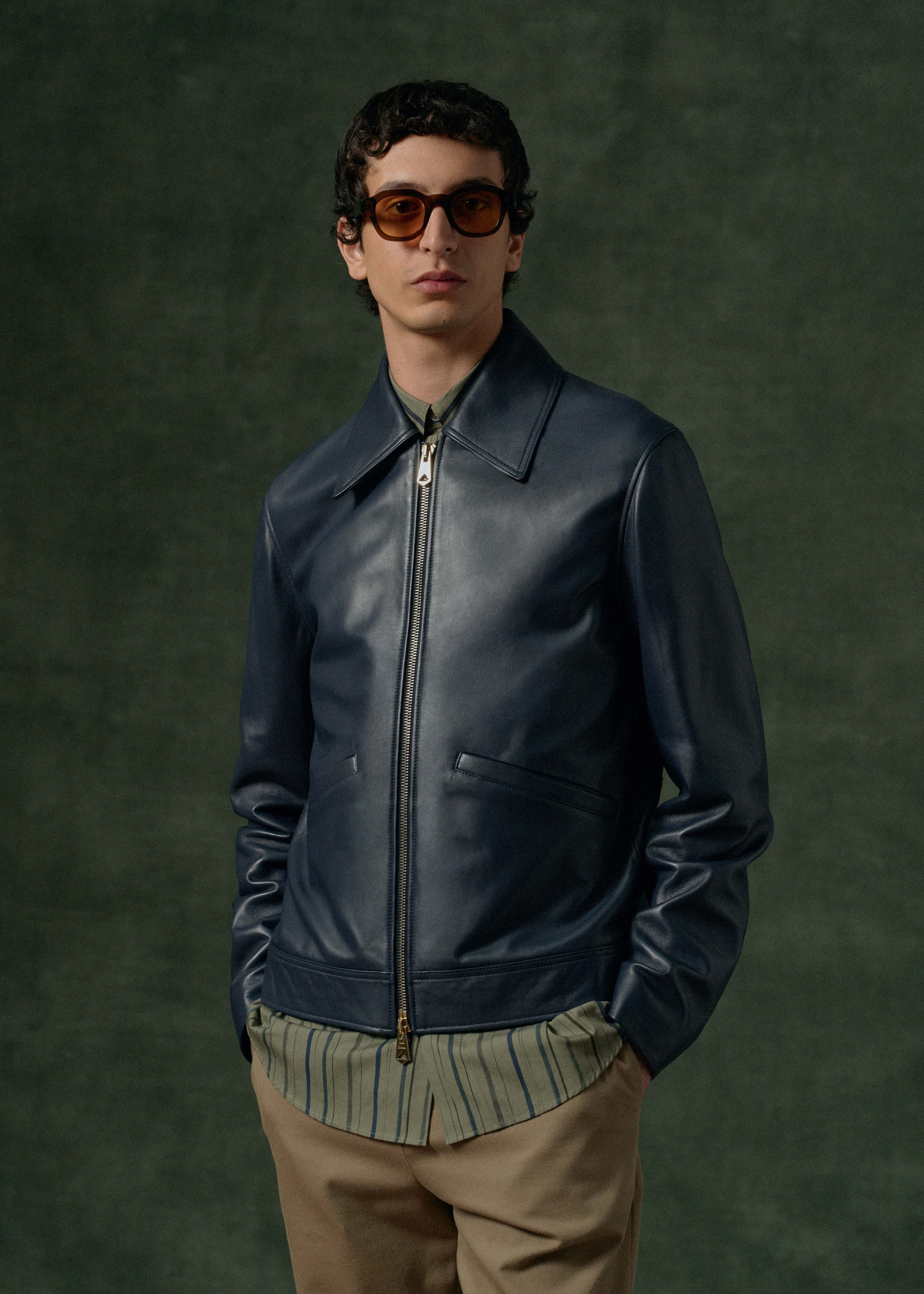 Paul Smith Slim-Fit Dark Blue Leather Jacket | King's Cross Paul Smith Slim-Fit Dark Blue Leather Jacket | King's Cross