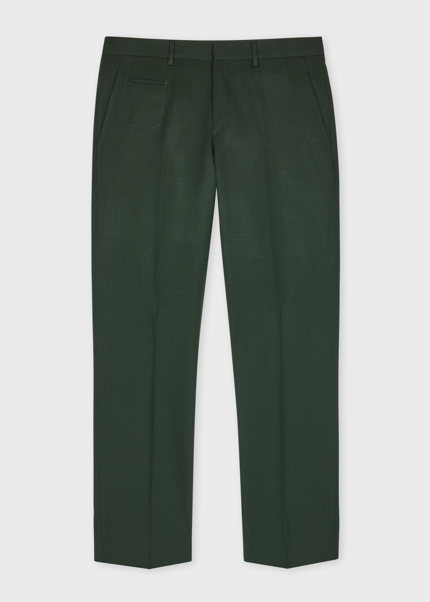 Slim Straight-Fit Forest Green Wool Gabardine Trousers