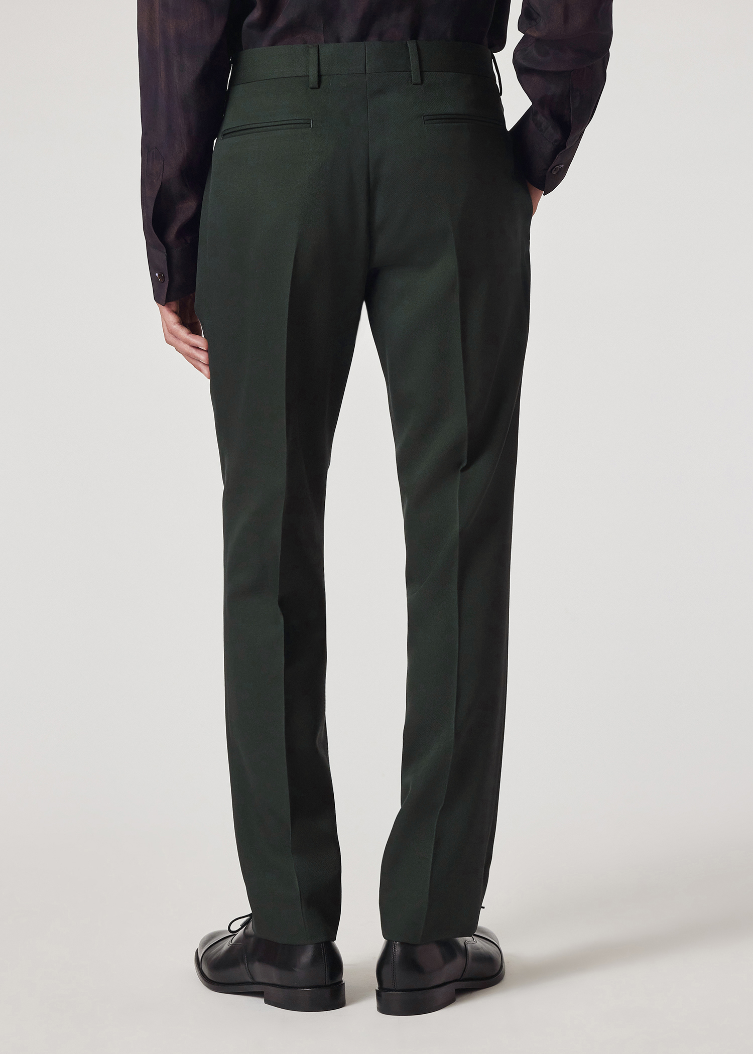 Slim Straight-Fit Forest Green Wool Gabardine Trousers