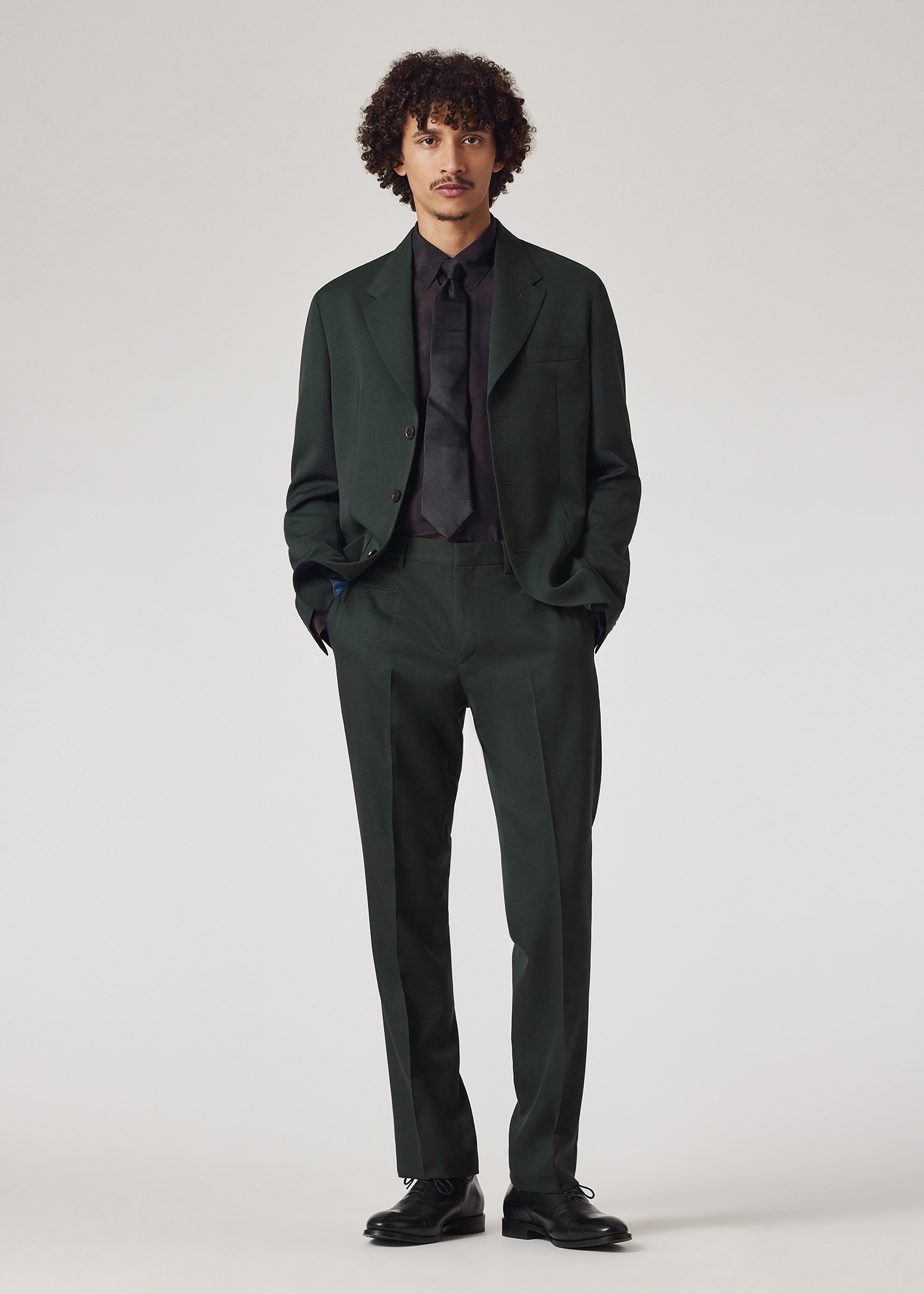 Slim Straight-Fit Forest Green Wool Gabardine Trousers