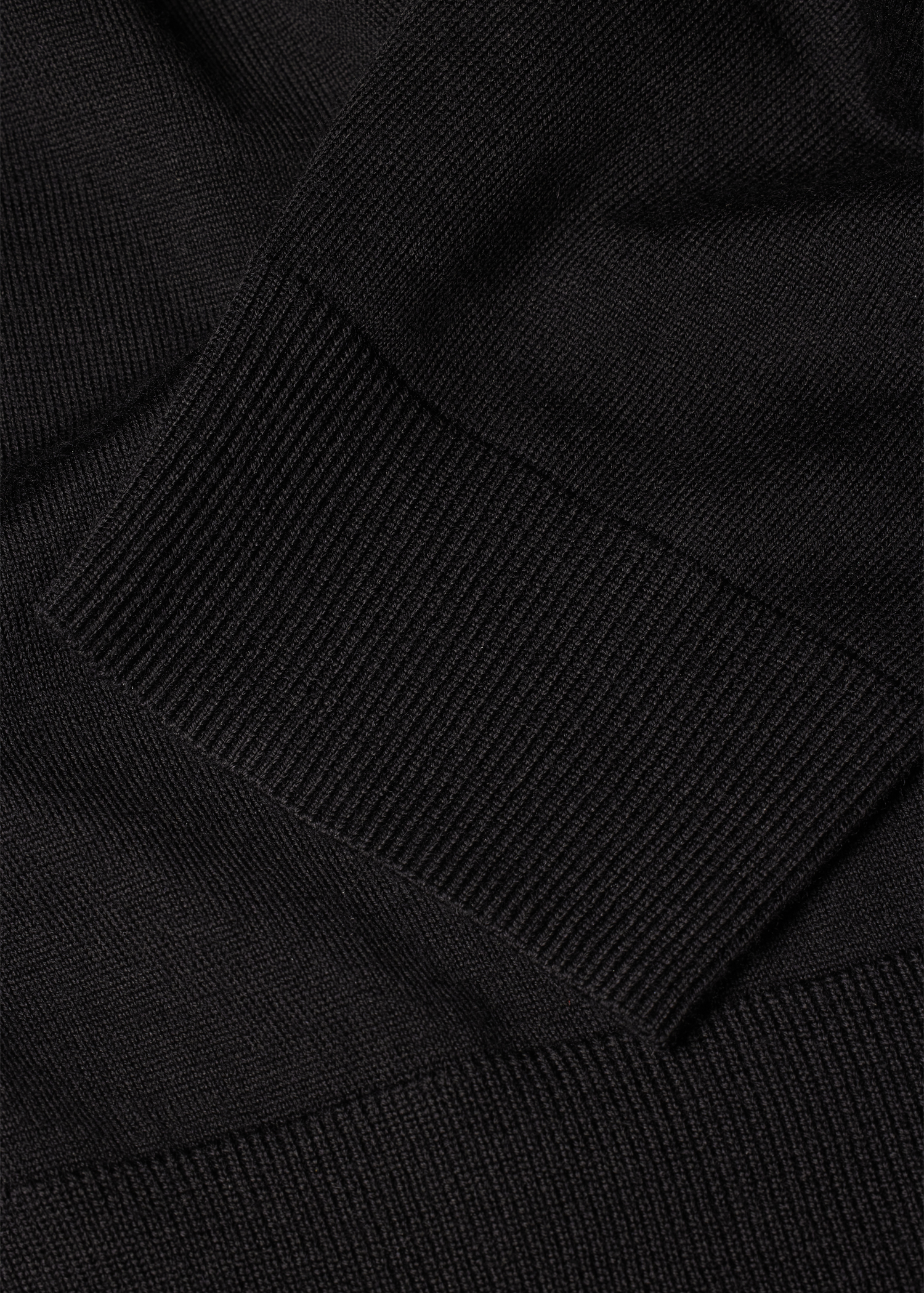 Black Merino Wool Cardigan with 'Artist Stripe' Trim