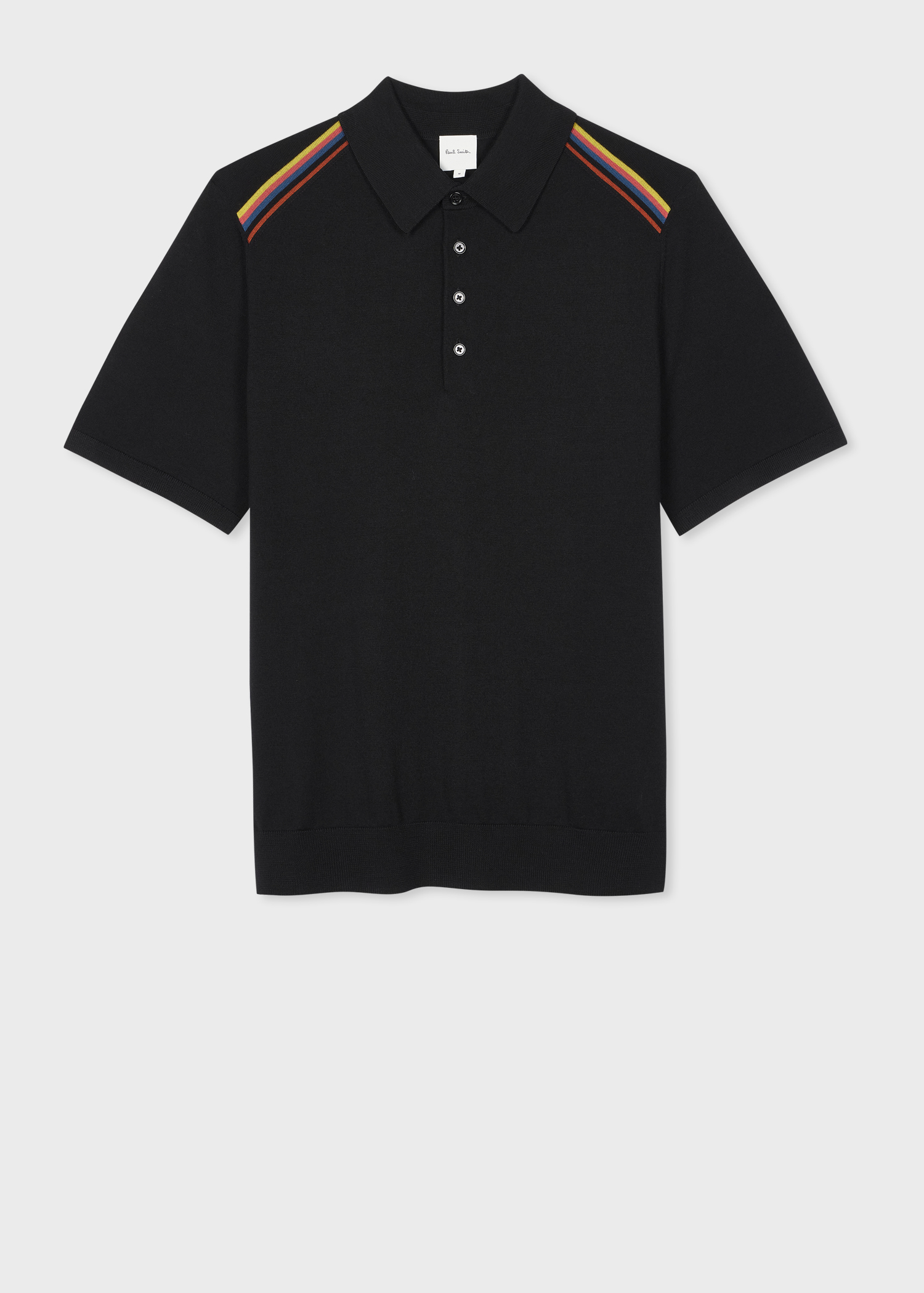 Black Merino Wool 'Artist Stripe' Polo Shirt