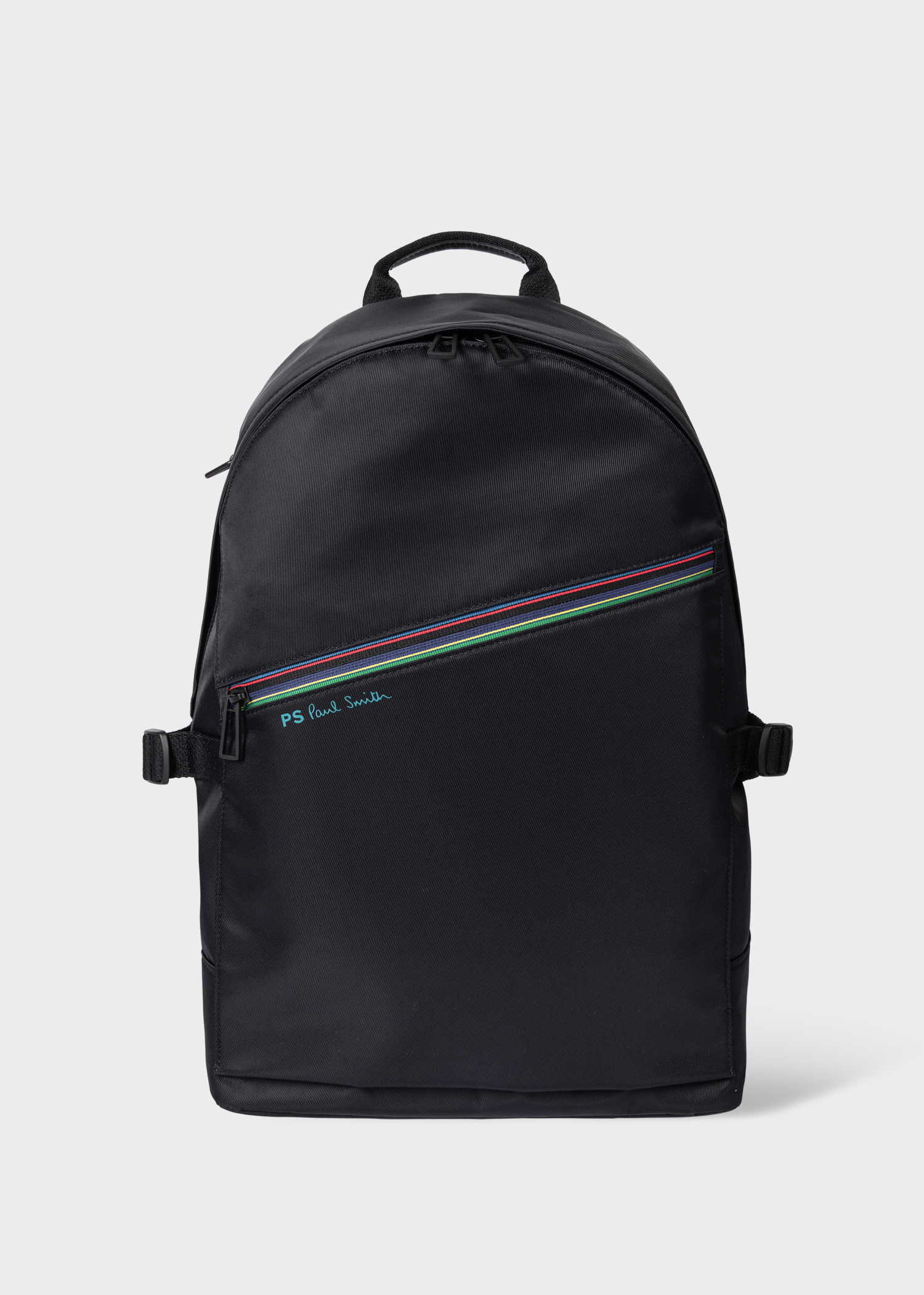 Men's Black Nylon 'Sports Stripe' Backpack