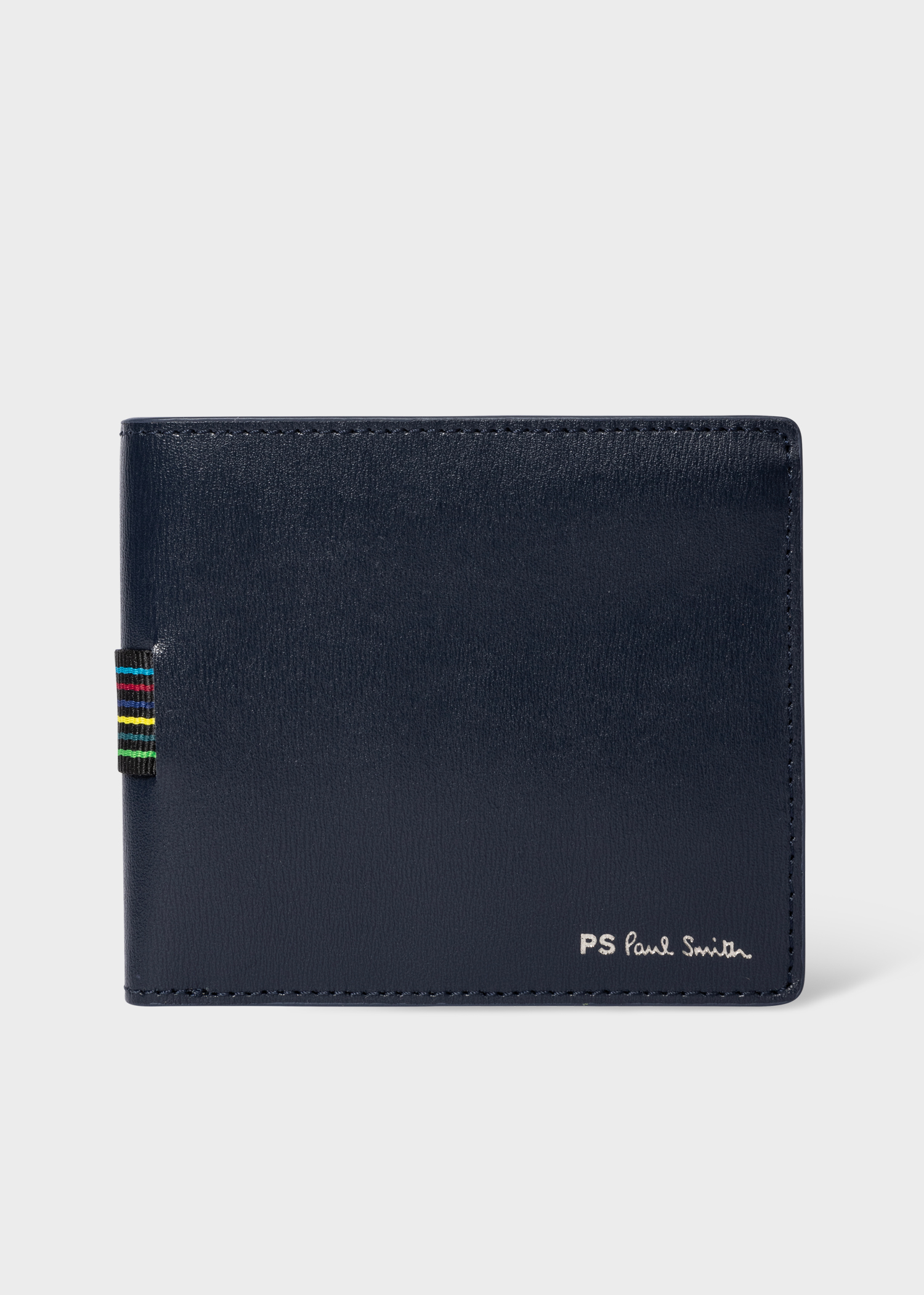 PS Paul Smith Black Leather 'Sports Stripe' Zip Pouch Wallet