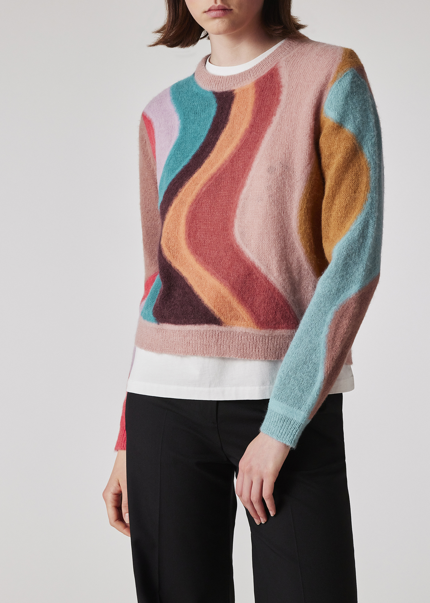 Paul Smith Wool×Cotton×Acrylic Knit PS Paul Smith Women's 'Swirl' Alpaca & Wool-Blend Knitted Sweater