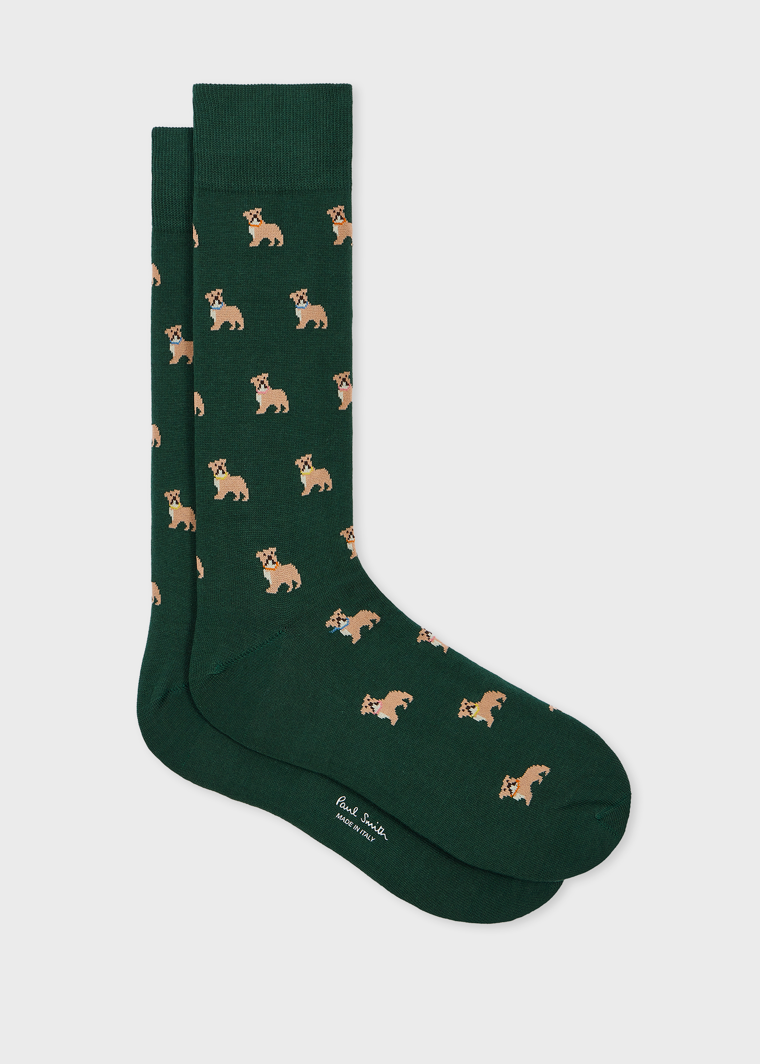 Dark Green Cotton-Blend 'Bulldog' Socks