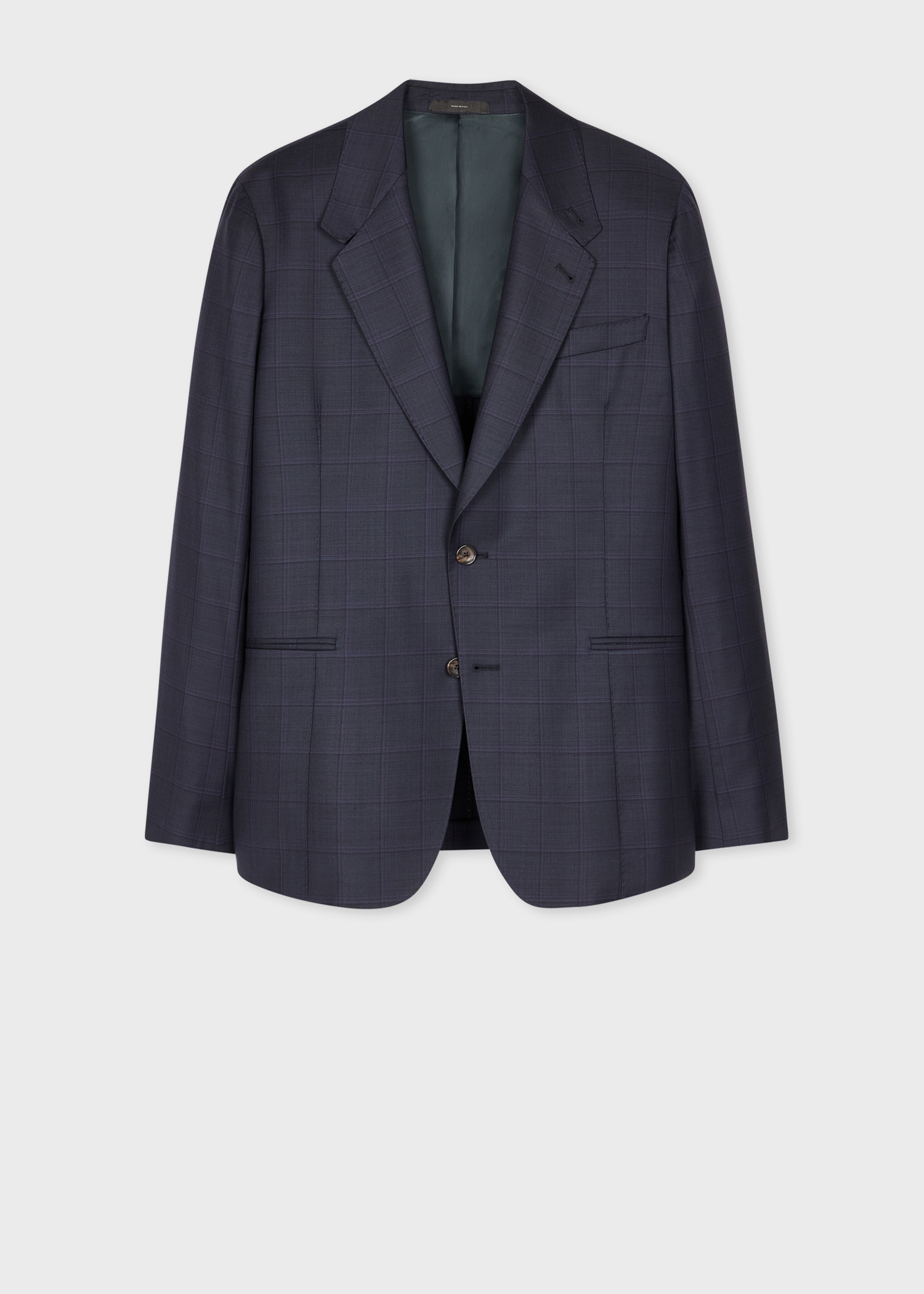 Navy Check Wool Buggy-Lined Blazer