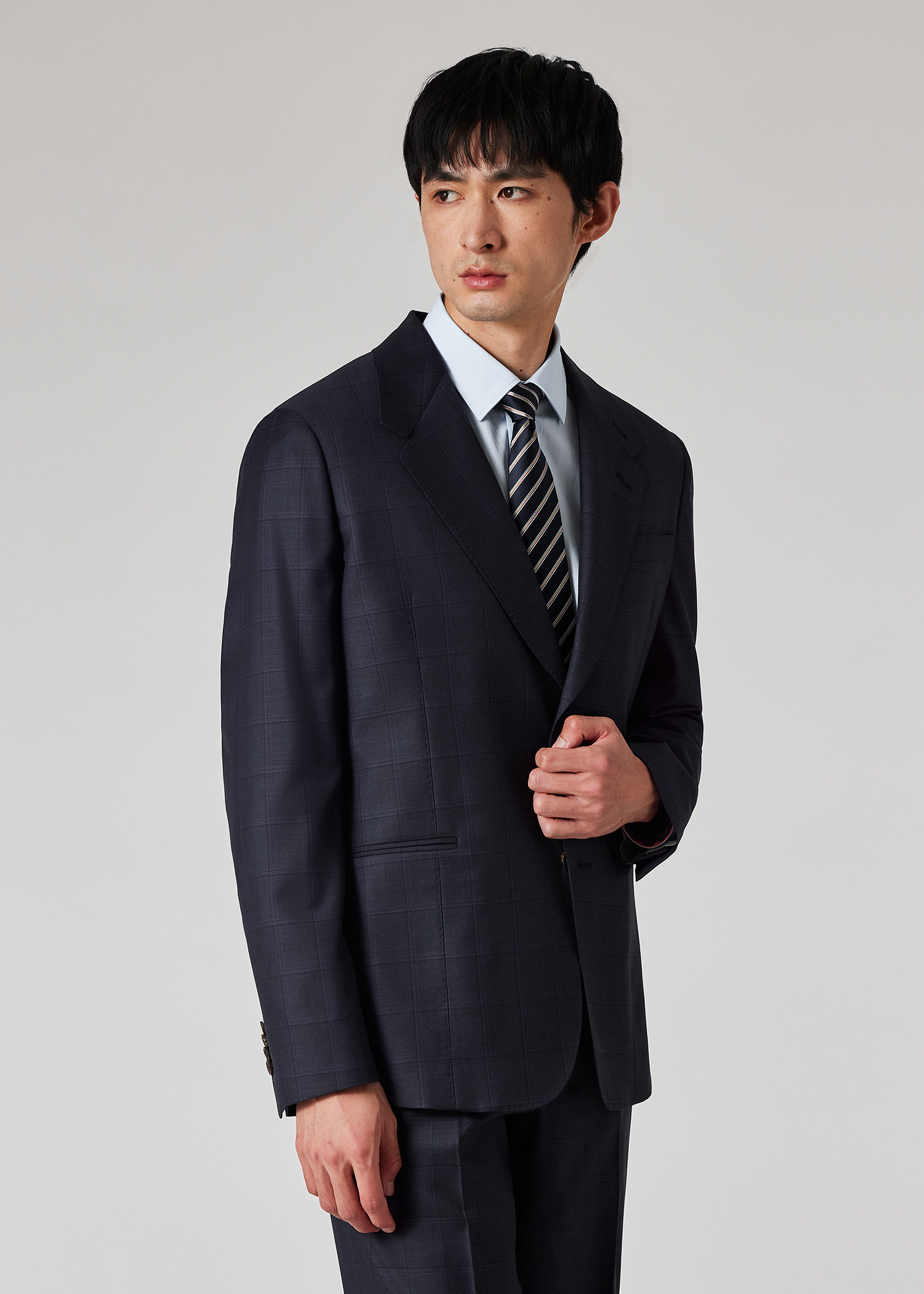Navy Check Wool Buggy-Lined Blazer