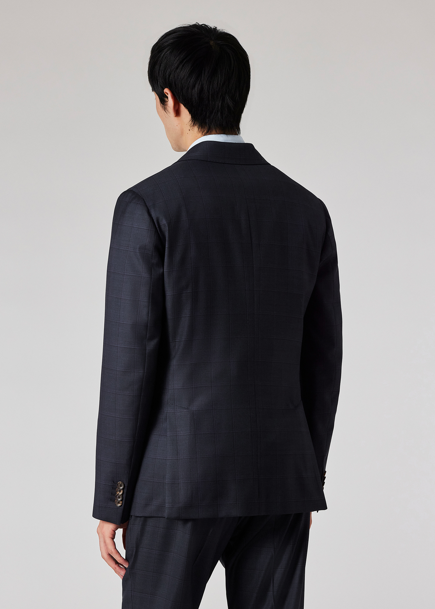 Navy Check Wool Buggy-Lined Blazer