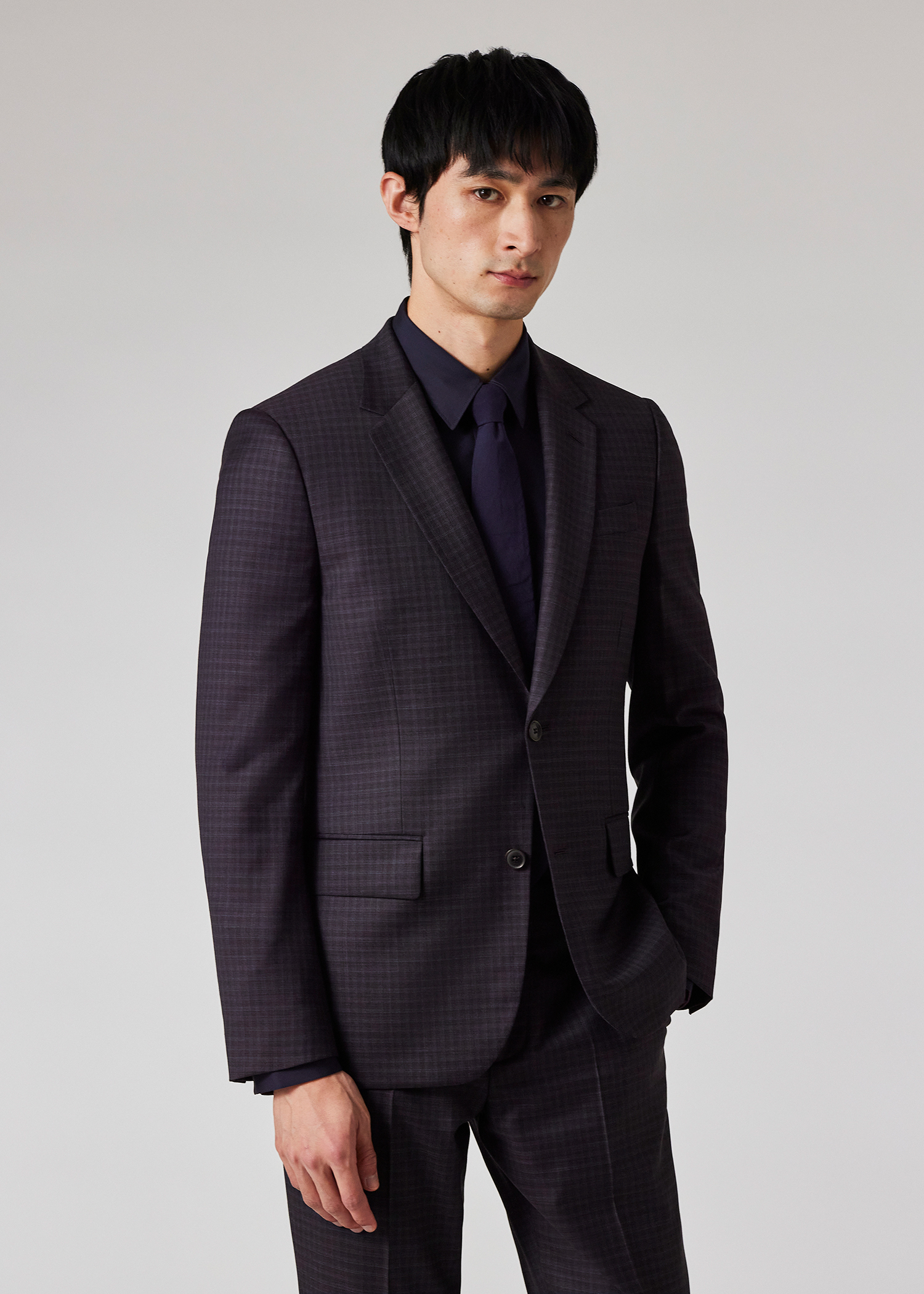 Paul Smith The Soho - Tailored-Fit Dark Blue Check Wool Three