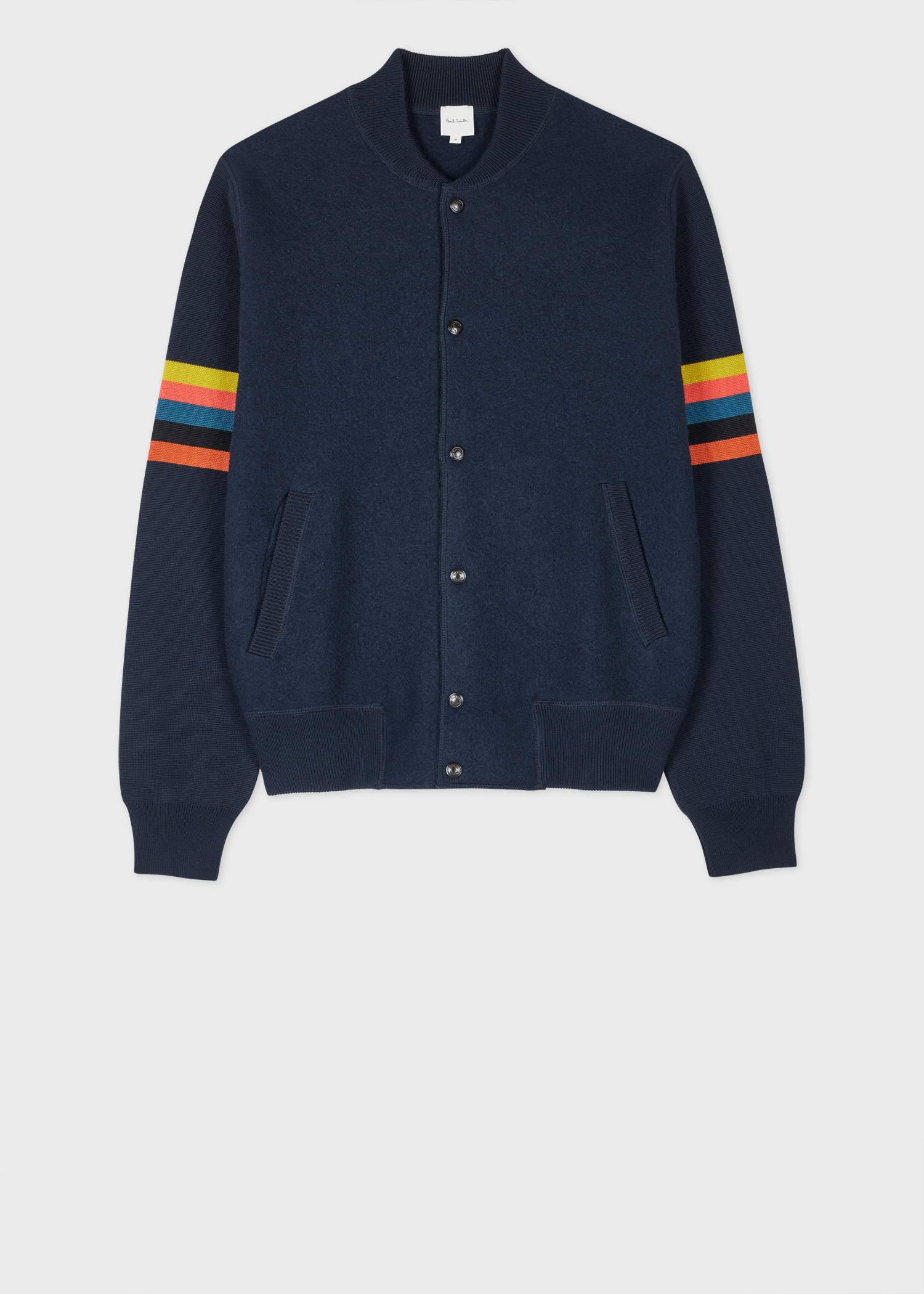 Navy Merino Wool 'Artist Stripe' Bomber Jacket