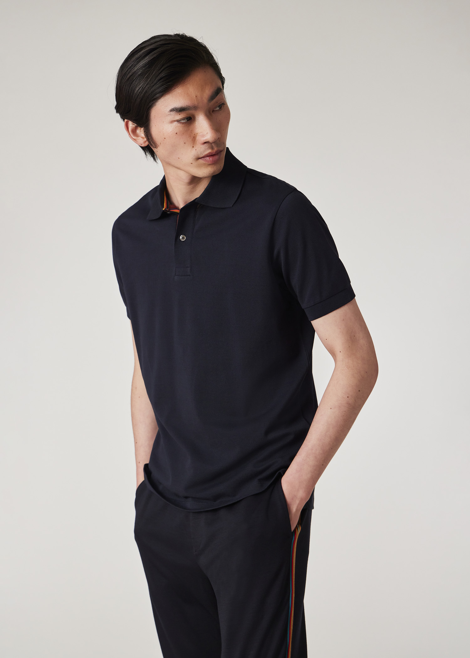 Tシャツ・カットソー Paul Smith SS25 COTTON POLO (M1R 698PP L00086 36A) Navy Cotton 'Artist Stripe' Placket Polo Shirt