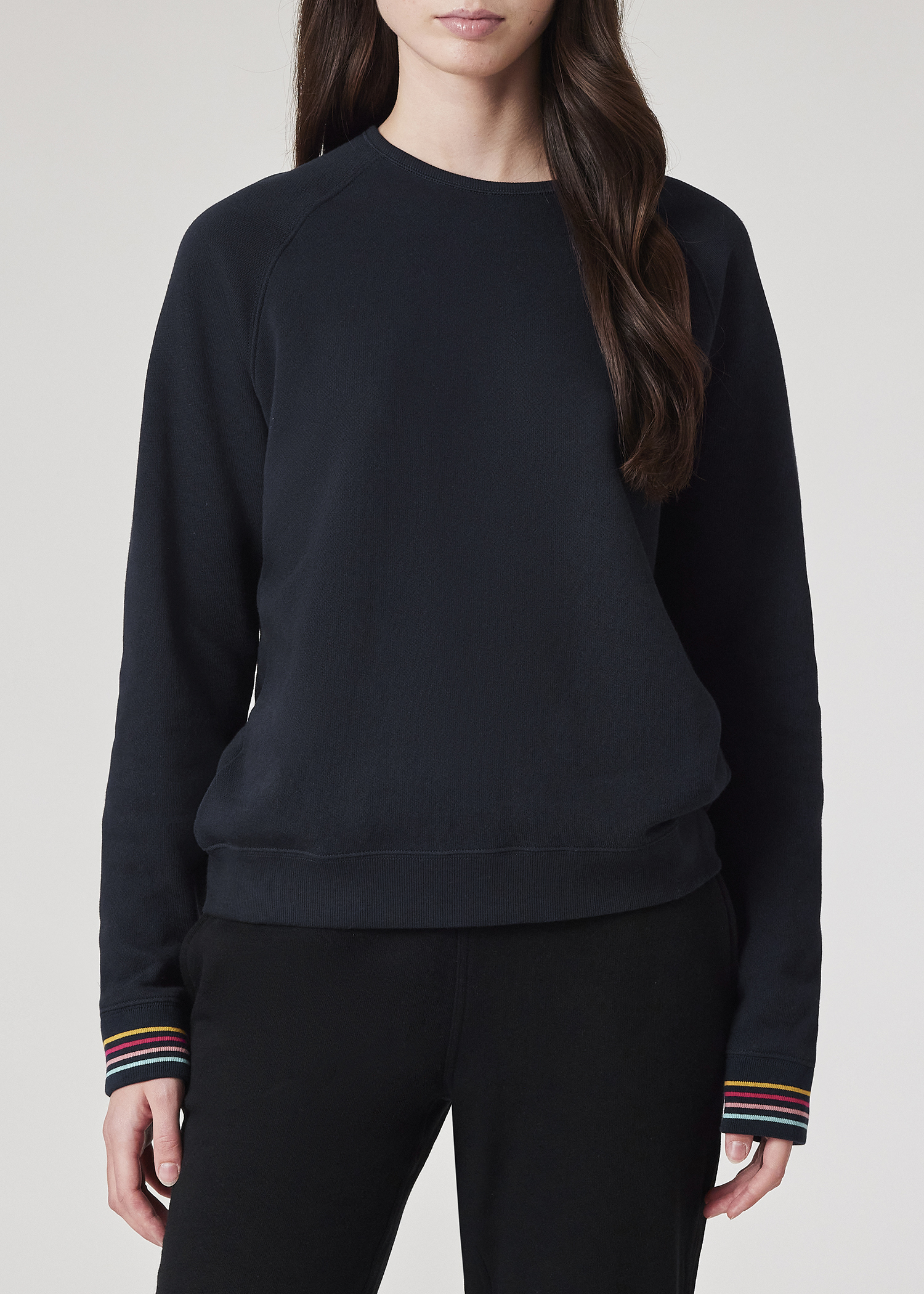 Women's Black Lounge Sweatshirt With 'Swirl Stripe' Cuffs