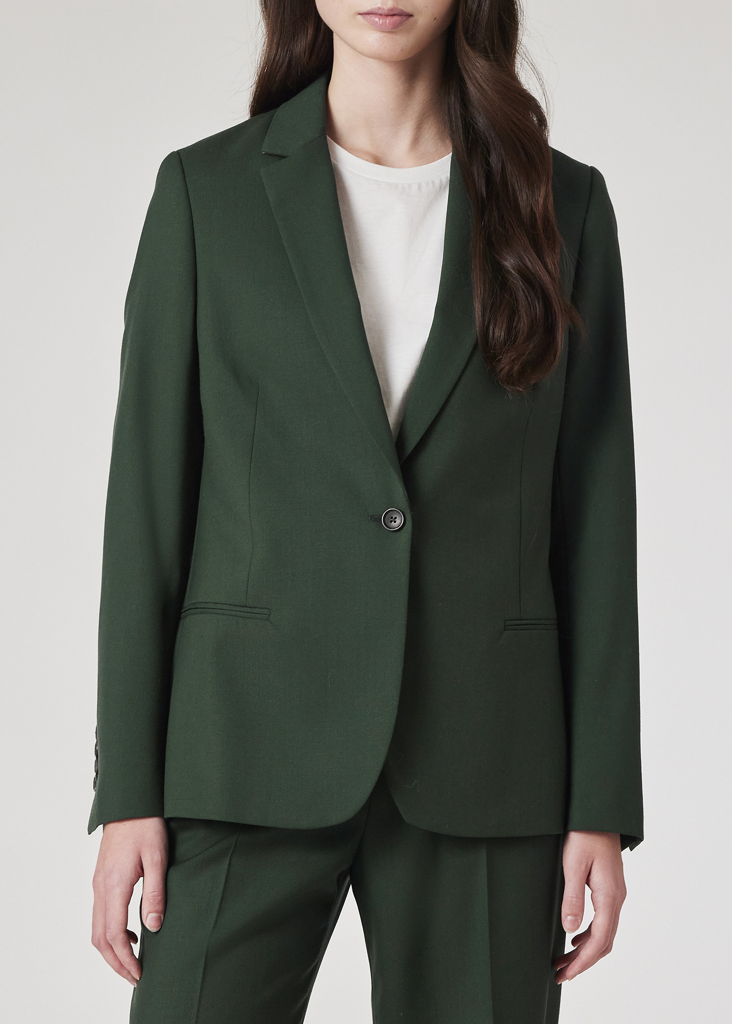 Paul Smith ダークグリーン ベルベット セットアップ Women's Pine Green Wool Hopsack Blazer