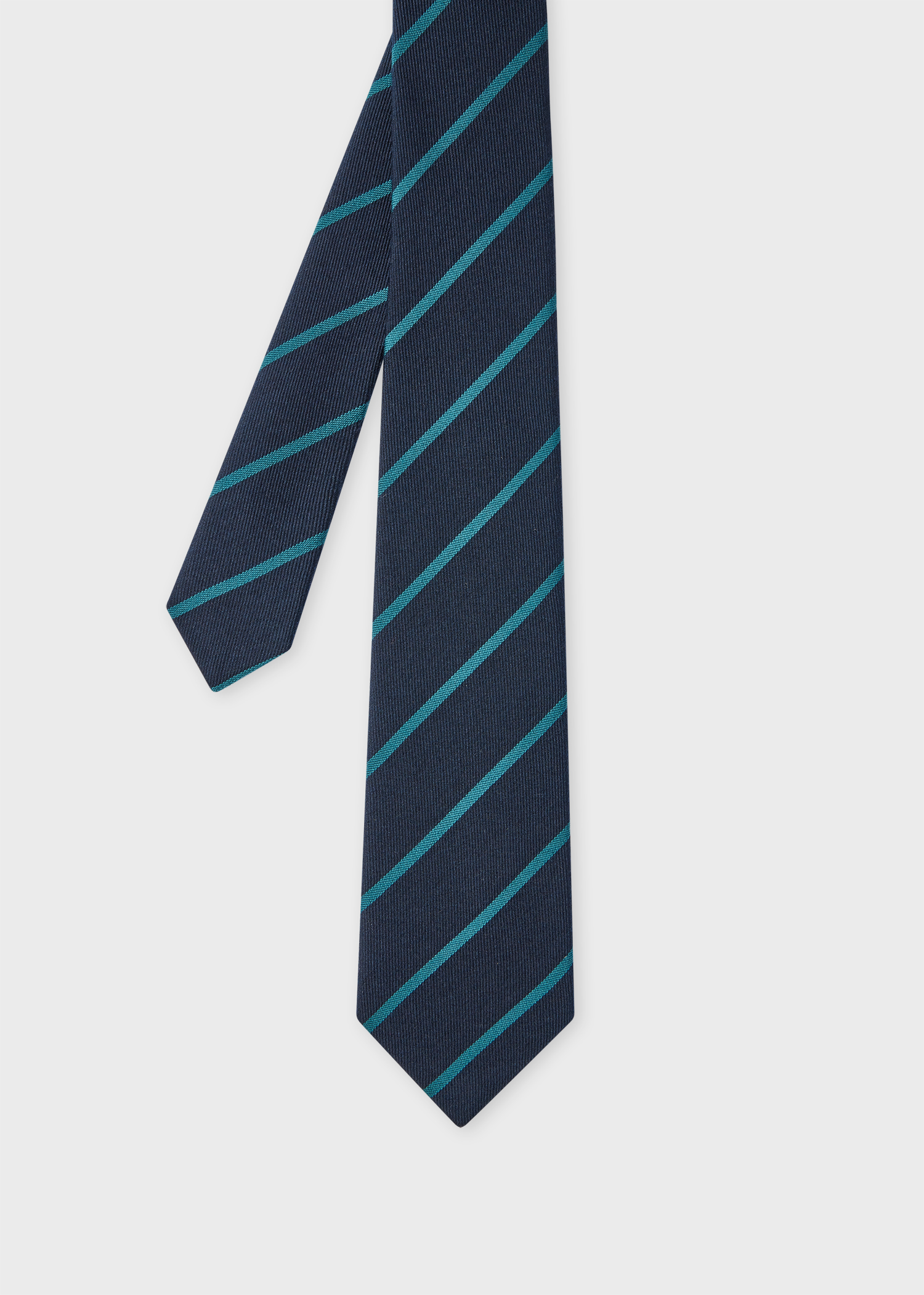 Grey Wool-Silk Spaced Stripe Tie