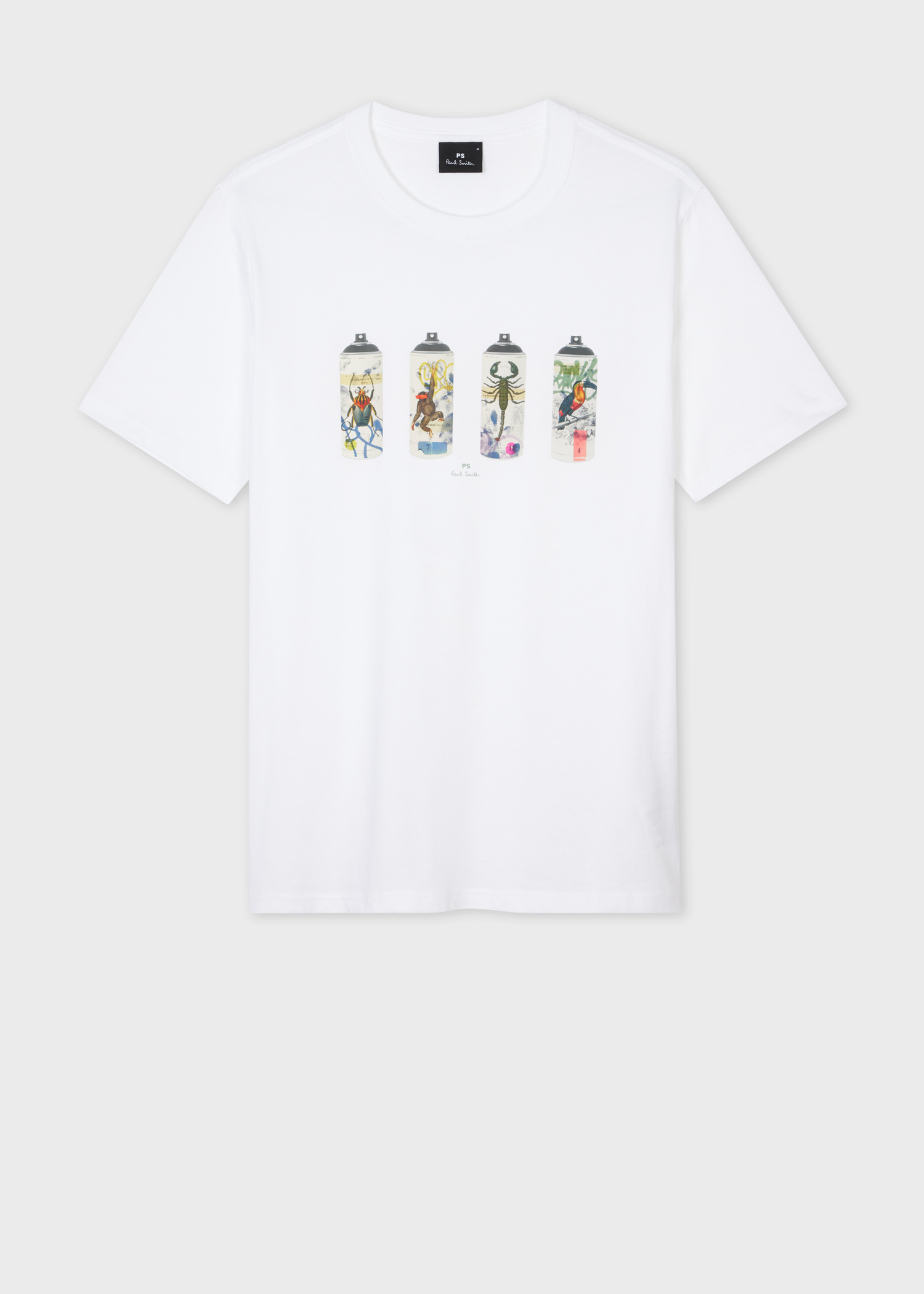 Men's White 'Spray Cans' Print T-Shirt