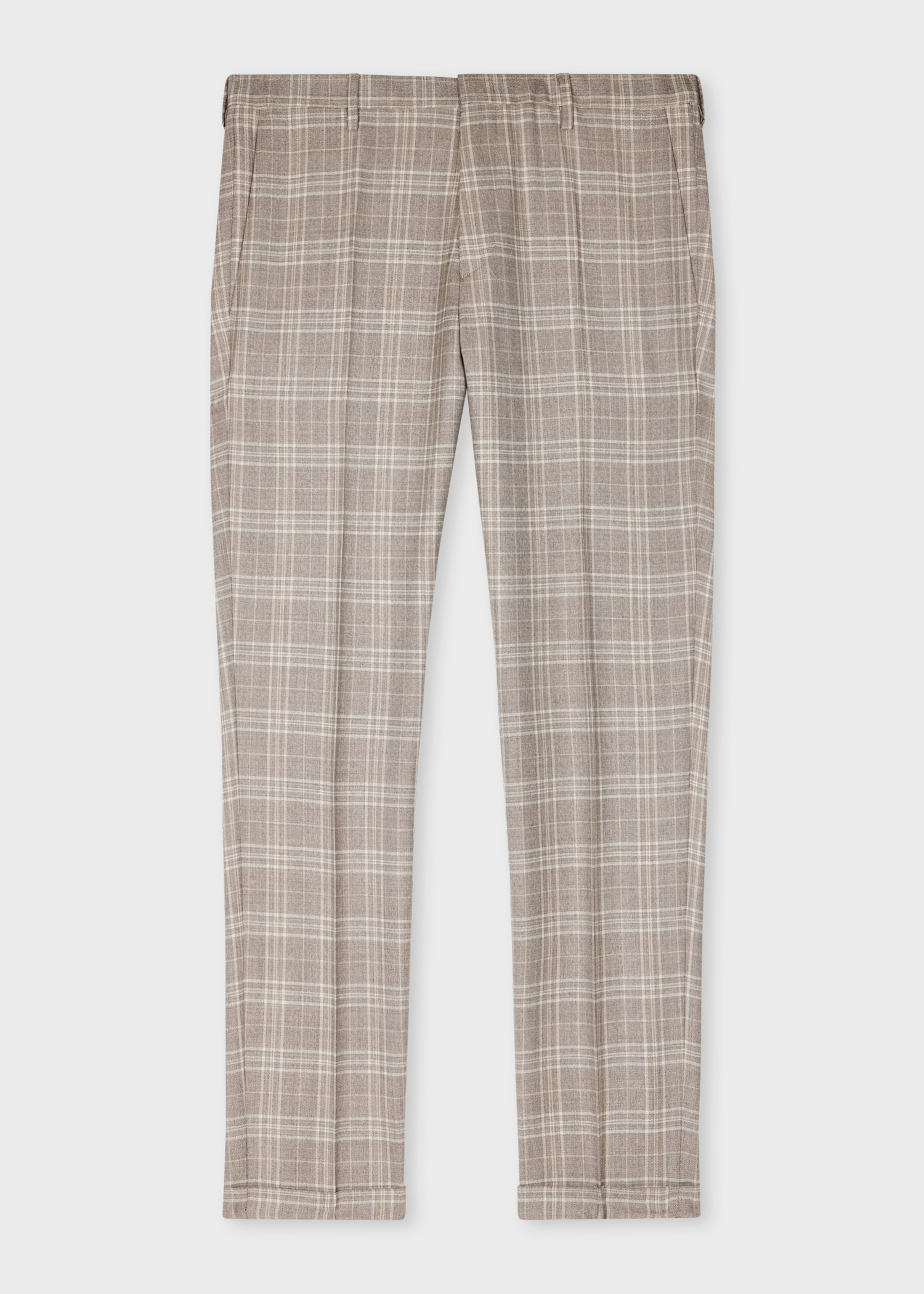 Slim-Fit Grey Check Wool Trousers