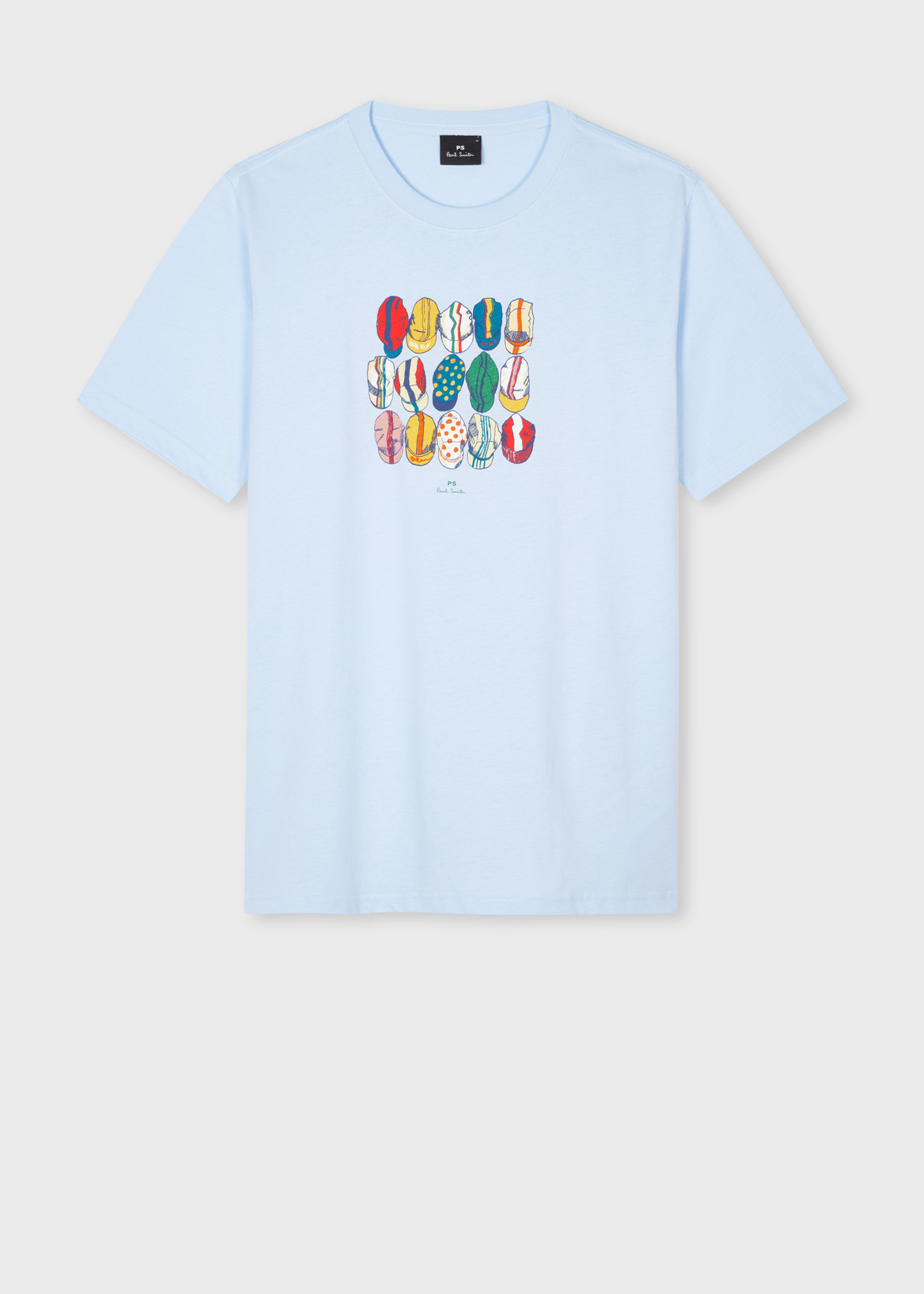 Men's White 'Cycling Caps' Print Cotton T-Shirt