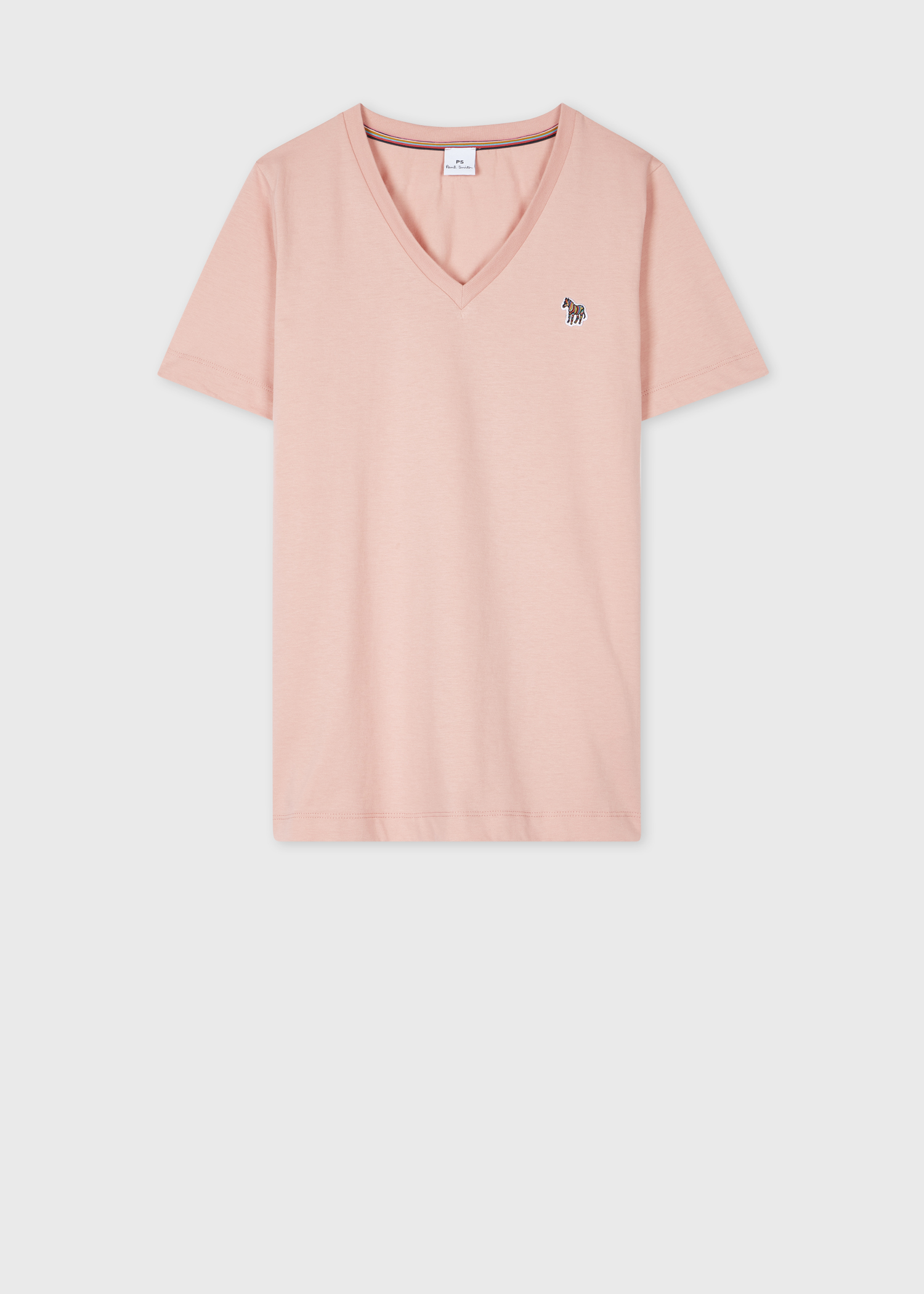 Pale Pink Women's VNeck Zebra TShirt