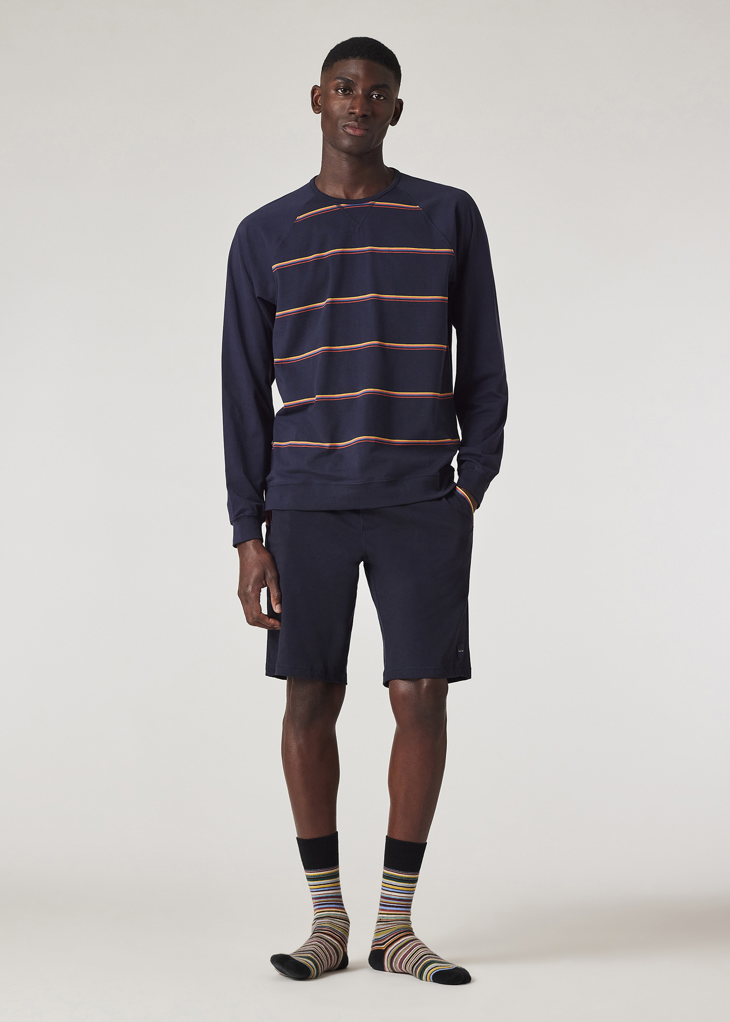 nanaki　　　　　　　　　　　　　　　　　　　　PAUL SMITH Men's Navy Yarn Dyed 'Artist Stripe' Lounge Top