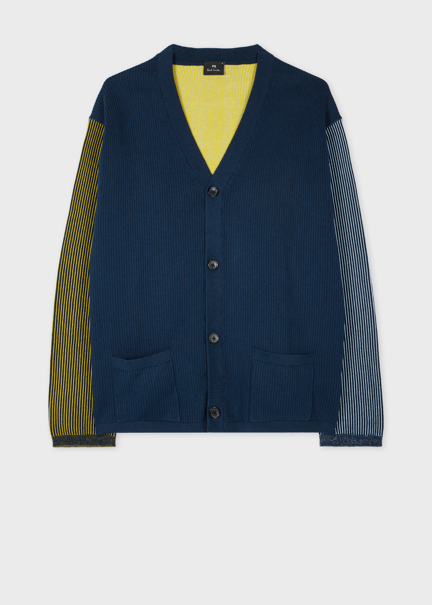 沸騰ブラドン Men's Cardigan Cotton Mixed-Panel Navy トップス