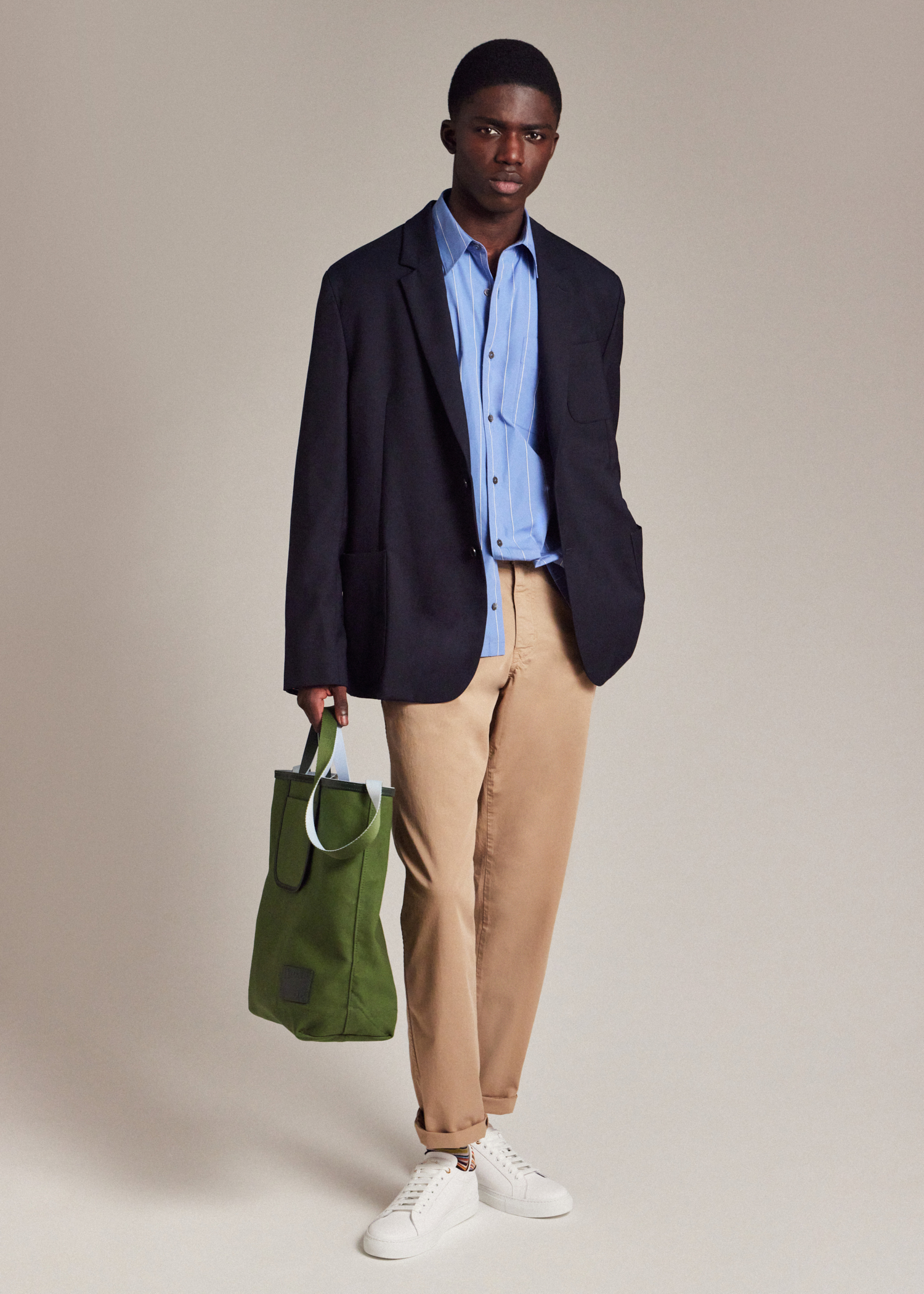 スニーカー Paul Smith SS25 SNEAKER IN PELLE (M1S BCK03 FLEA 01) White Leather 'Beck' Sneakers With 'Signature Stripe' Heel